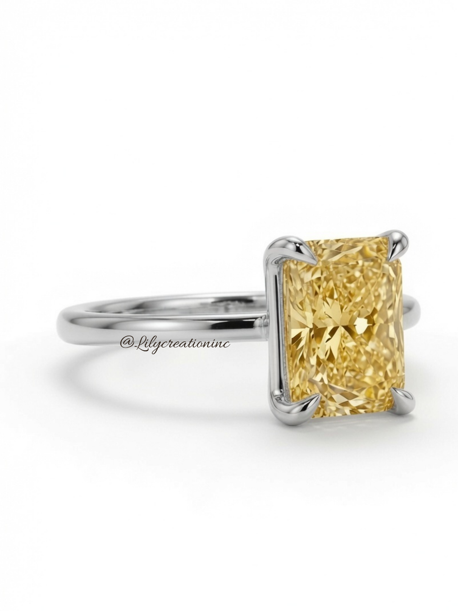 Yellow Radiant Cut Solitaire Diamond Engagement Ring