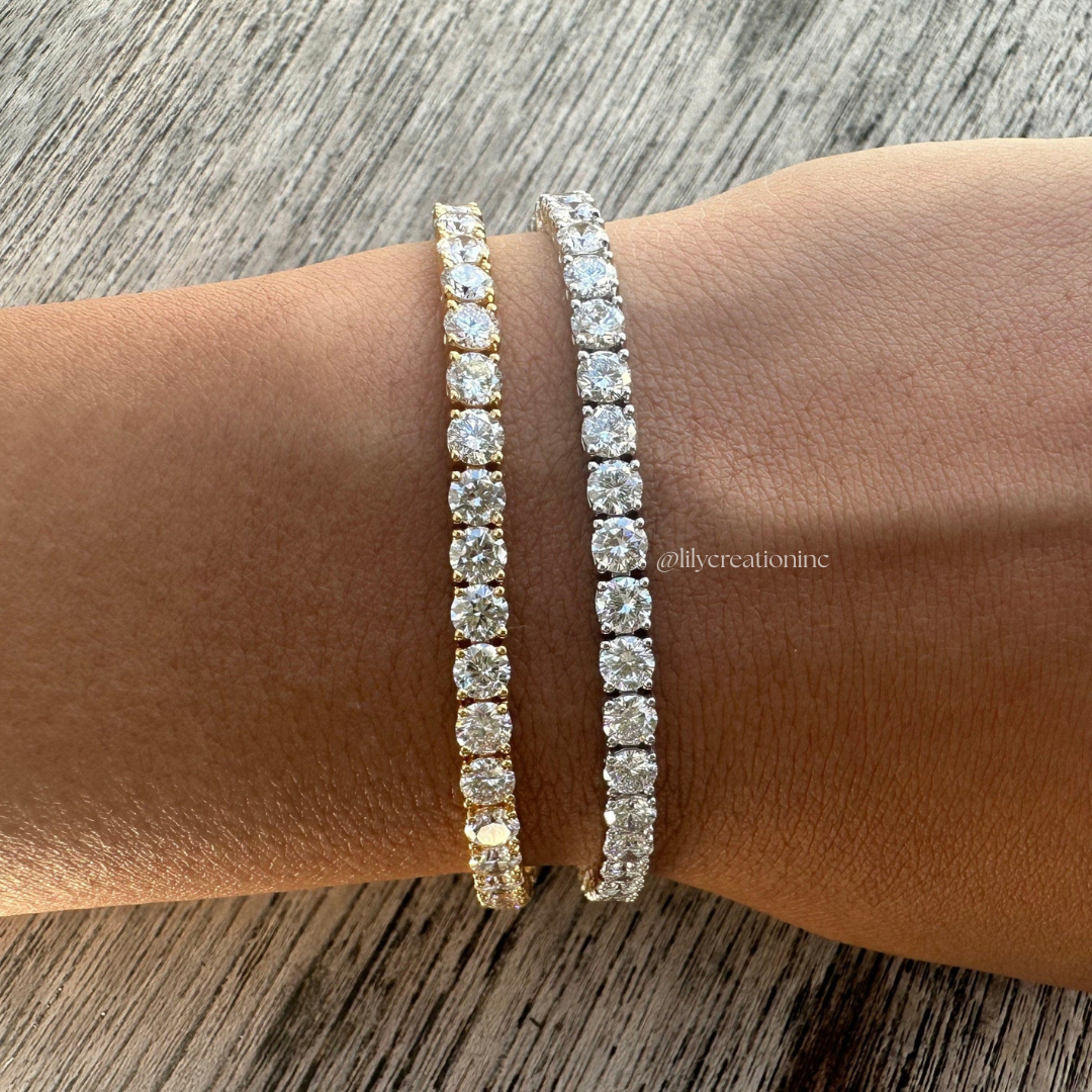 10 Carat Round Lab Grown Diamond Tennis Bracelet