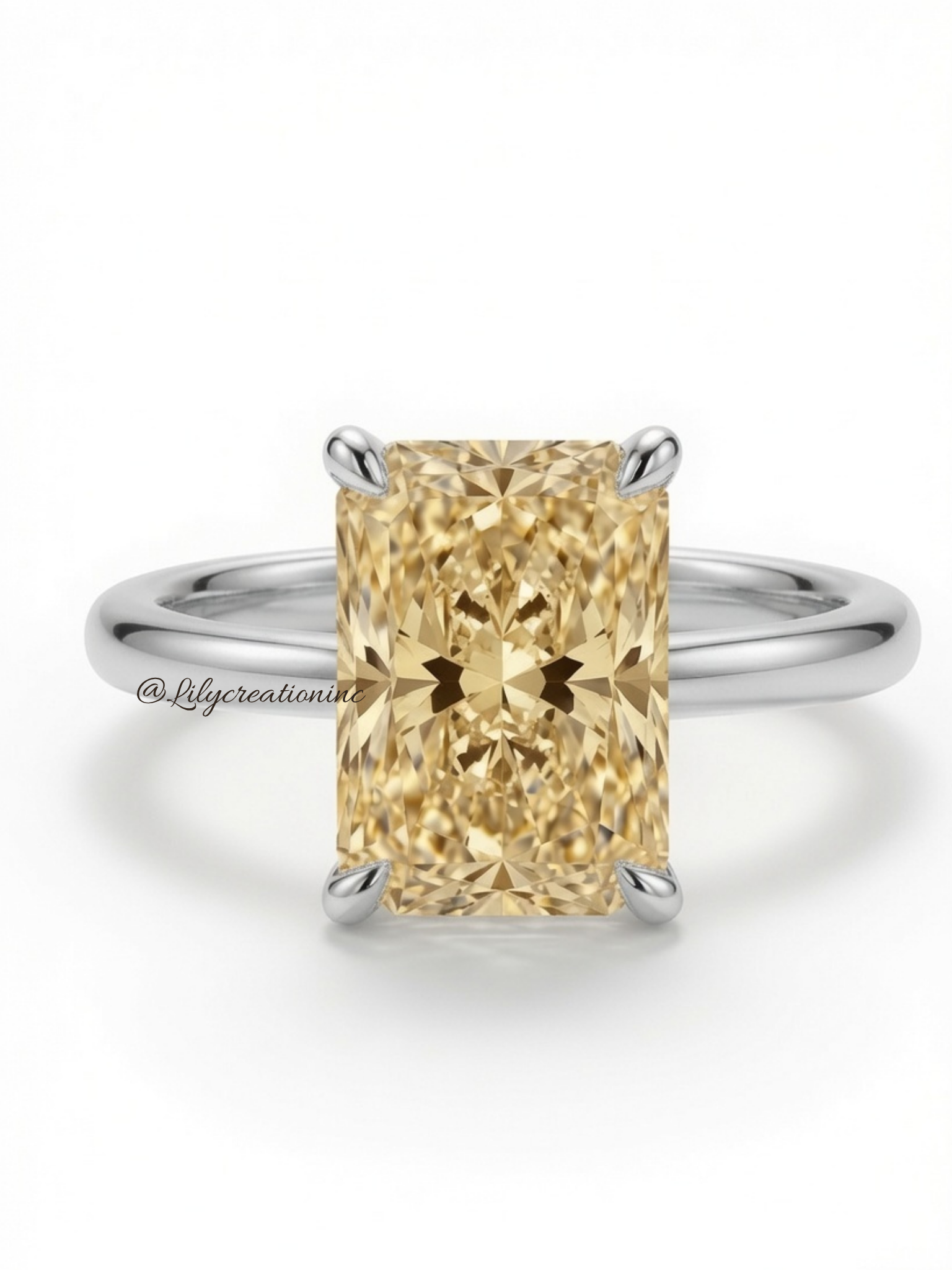 Yellow Radiant Cut Solitaire Diamond Engagement Ring