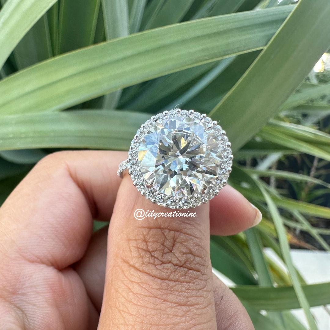 5 Ct Round Diamond Engagement Ring With Halo