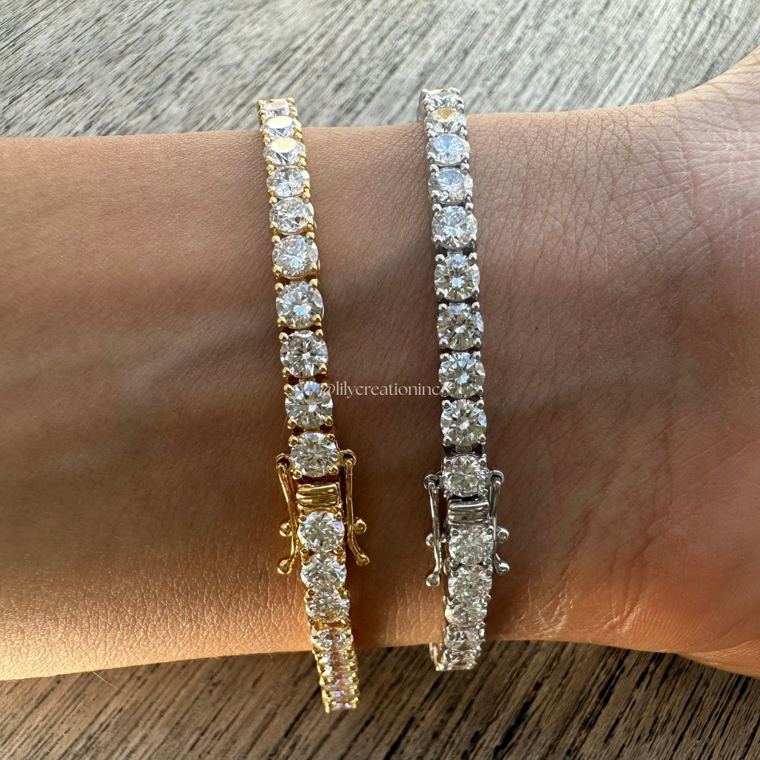 10 Carat Round Lab Grown Diamond Tennis Bracelet
