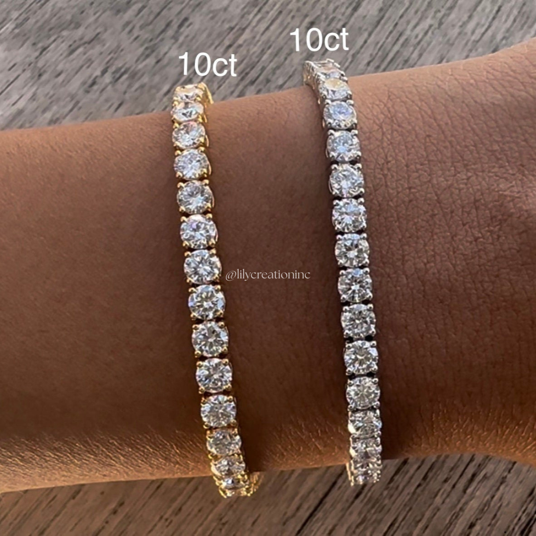 10 Carat Round Lab Grown Diamond Tennis Bracelet