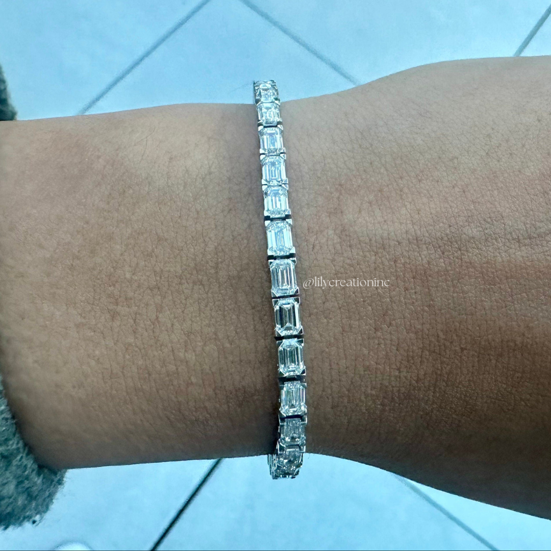 8 Carat Emerald Cut East West Lab Grown Diamond Tennis Bracelet