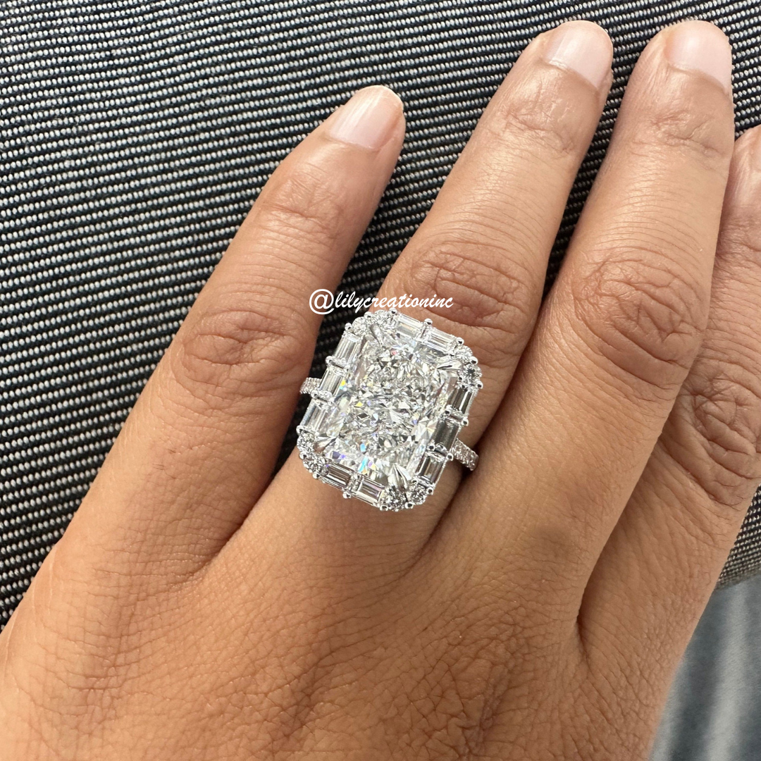 Radiant Cut Halo Solitaire Diamond Engagement Ring