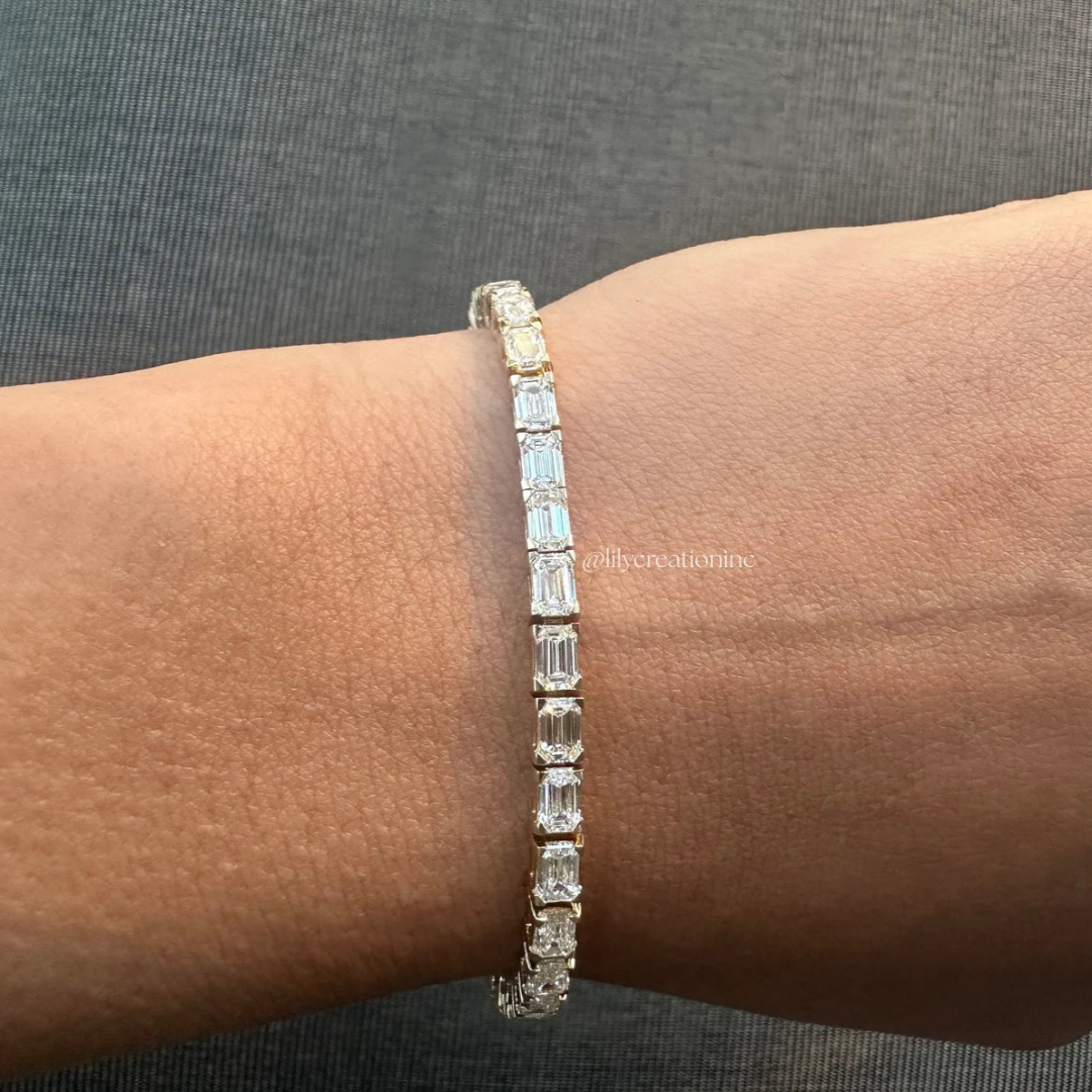 8 Carat Emerald Cut East West Lab Grown Diamond Tennis Bracelet
