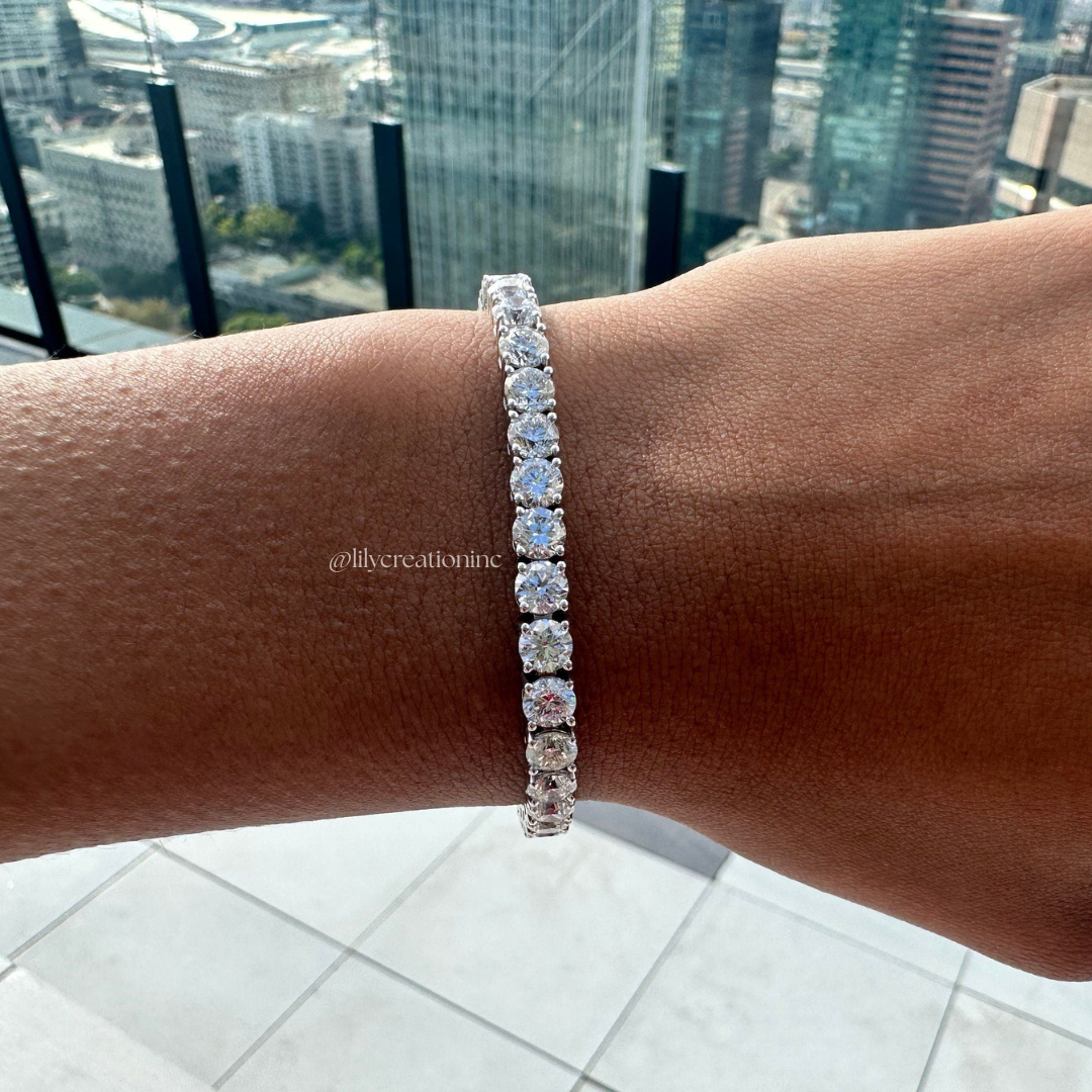 12 Carat Round Lab Grown Diamond Tennis Bracelet