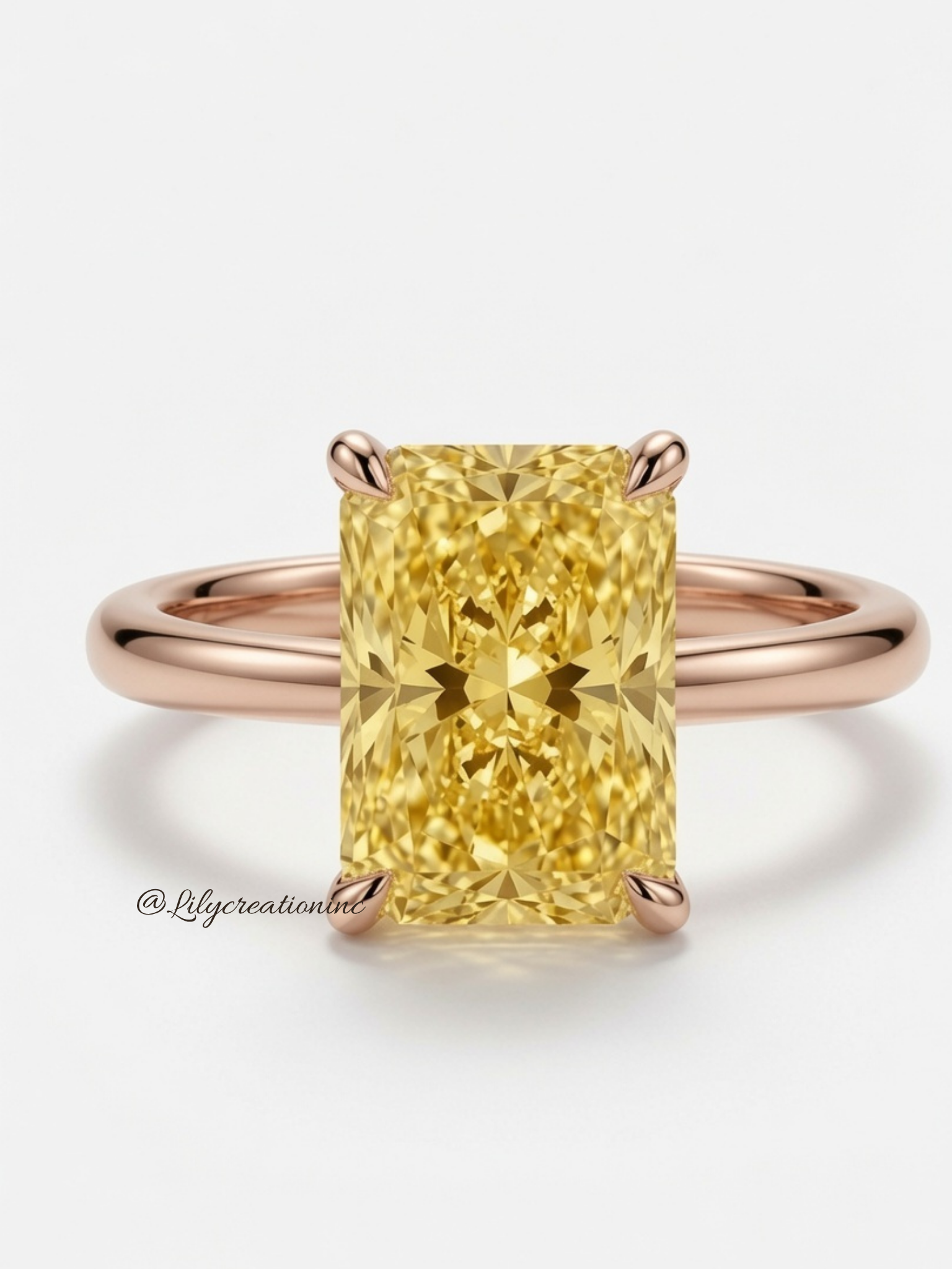 Yellow Radiant Cut Solitaire Diamond Engagement Ring