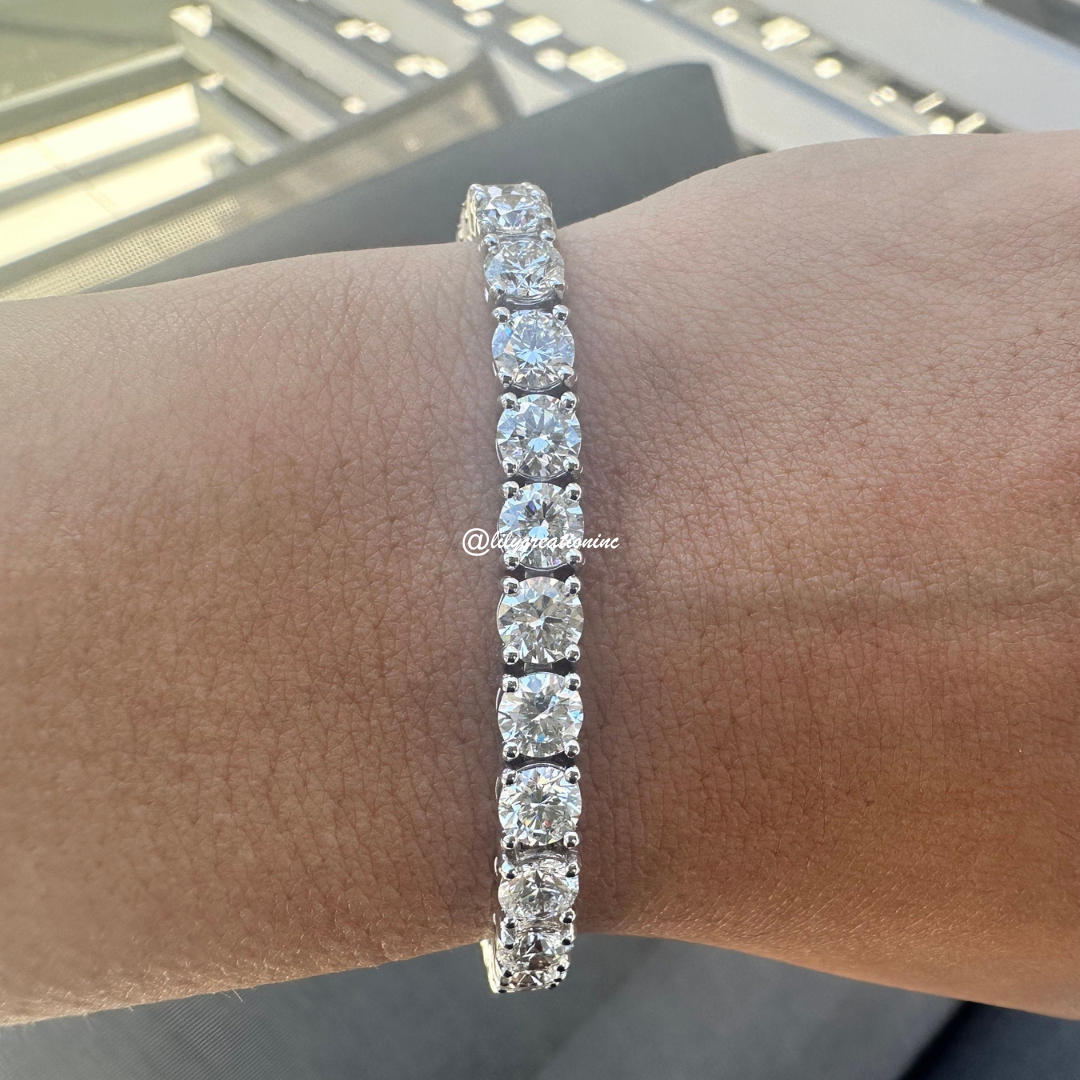 15 Carat Round Lab Grown Diamond Tennis Bracelet