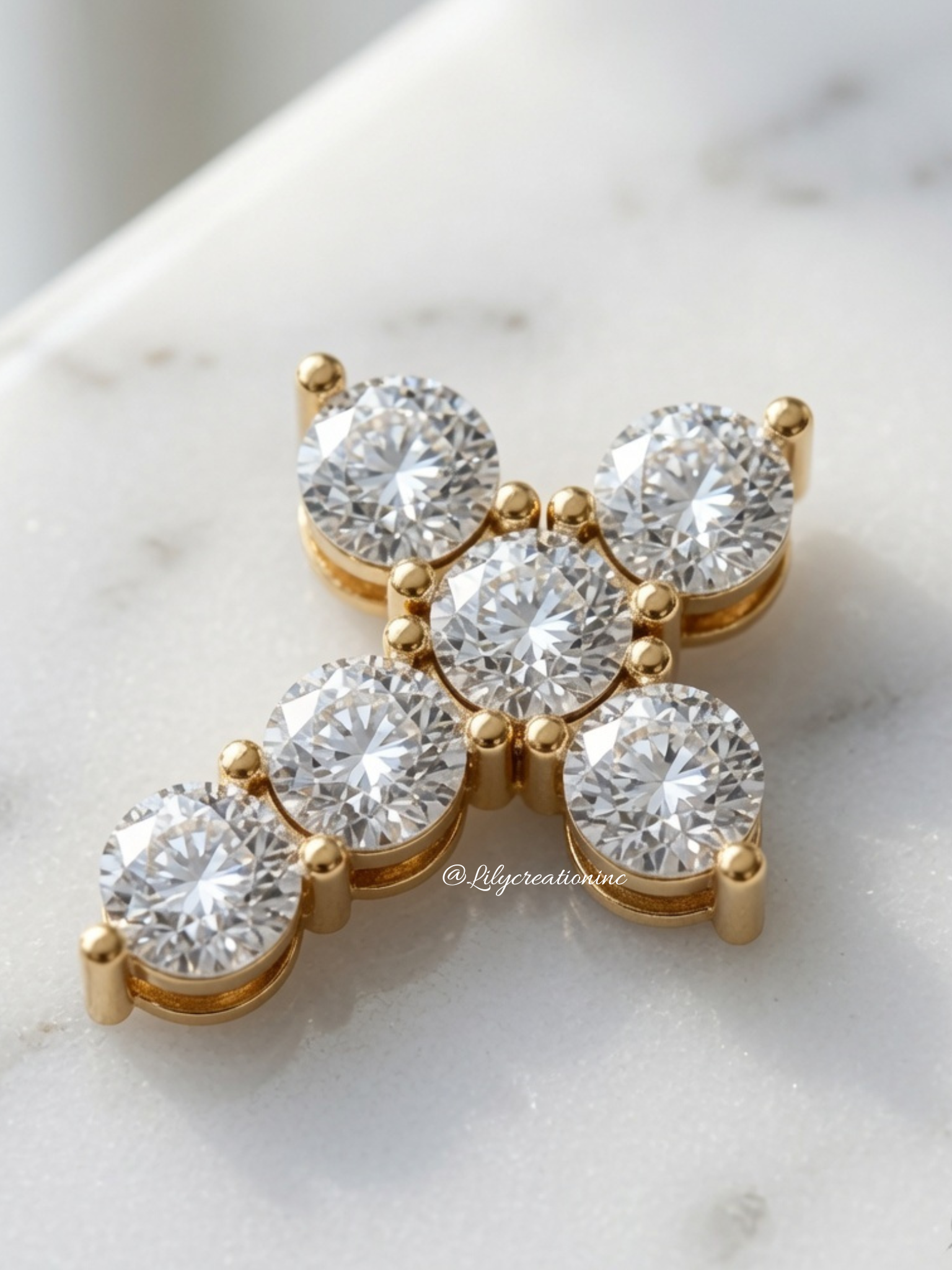 Round 6 Stones Lab Grown Diamond Cross Pendant
