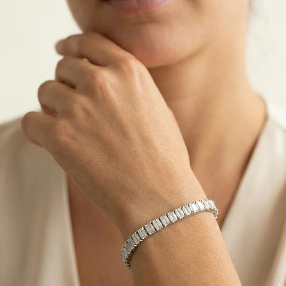 9.80 CTW Emerald-Cut Diamond Tennis Bracelet 14K Gold