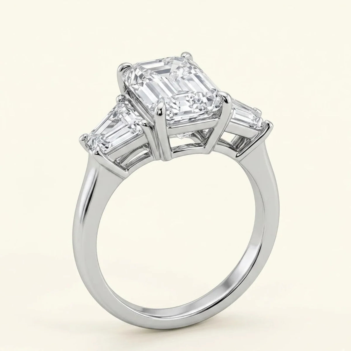 4.80 CTW Emerald-Cut Three-Stone Lab Grown Diamond Engagement Ring 14K Gold