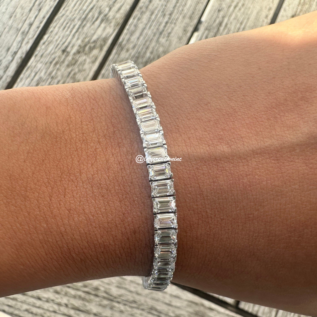 14 Carat Emerald Cut Lab Grown Diamond Bracelet