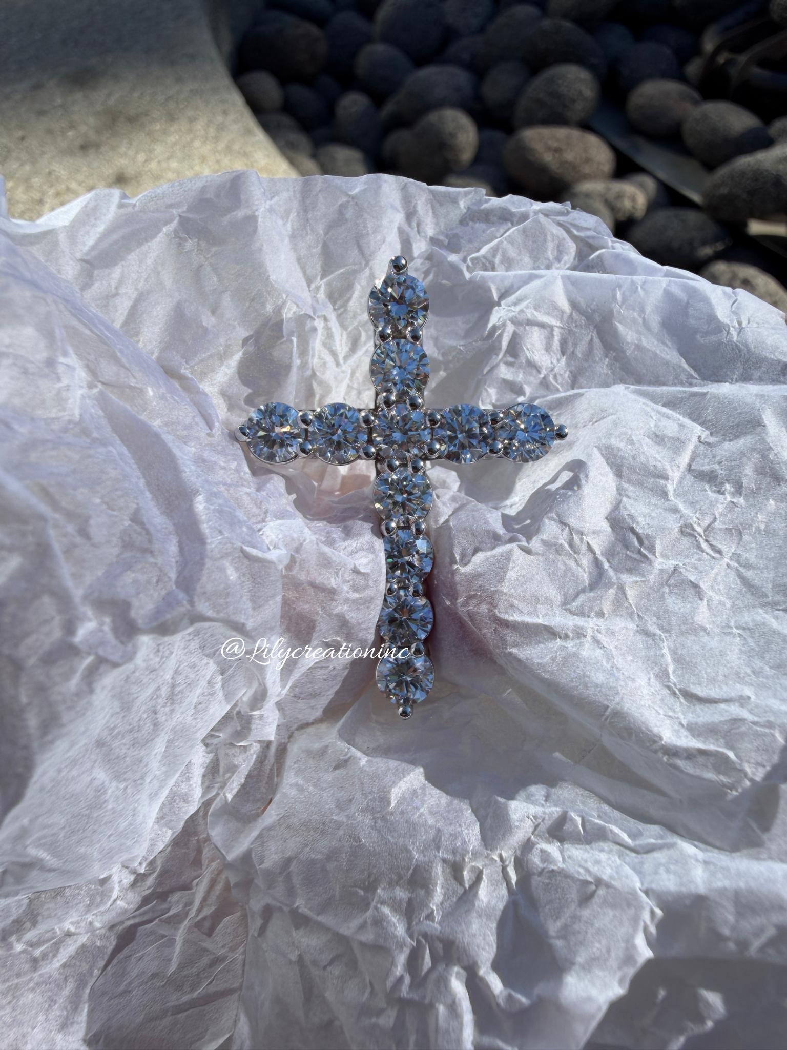 5 Carat Round Lab Grown Diamond Cross Pendant