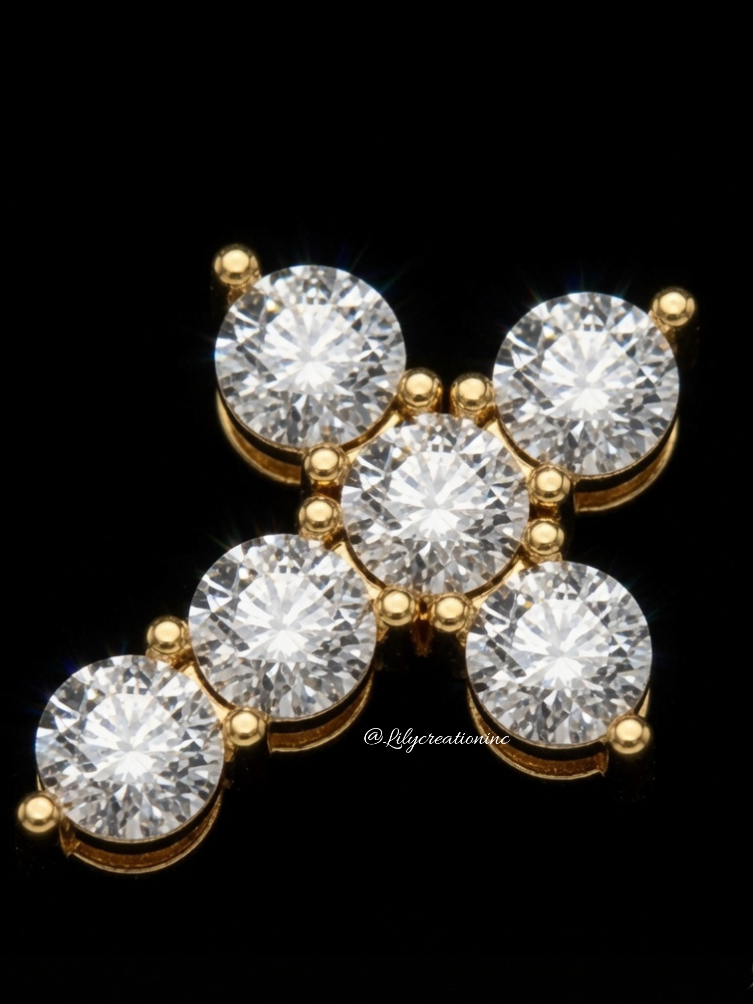 Round 6 Stones Lab Grown Diamond Cross Pendant