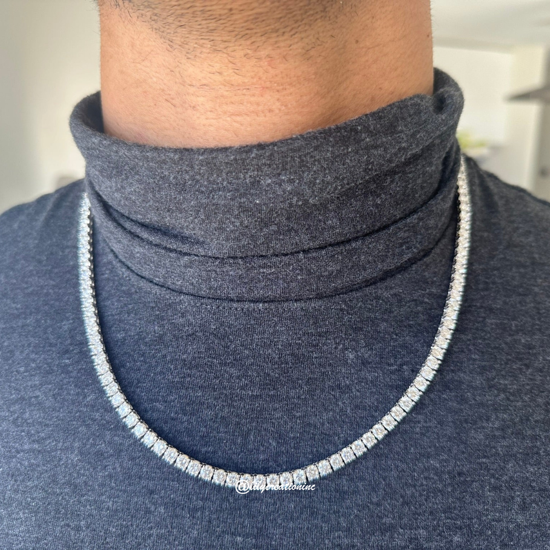 Men's 30 Carat Round Lab Grown Diamond Tennis Necklace
