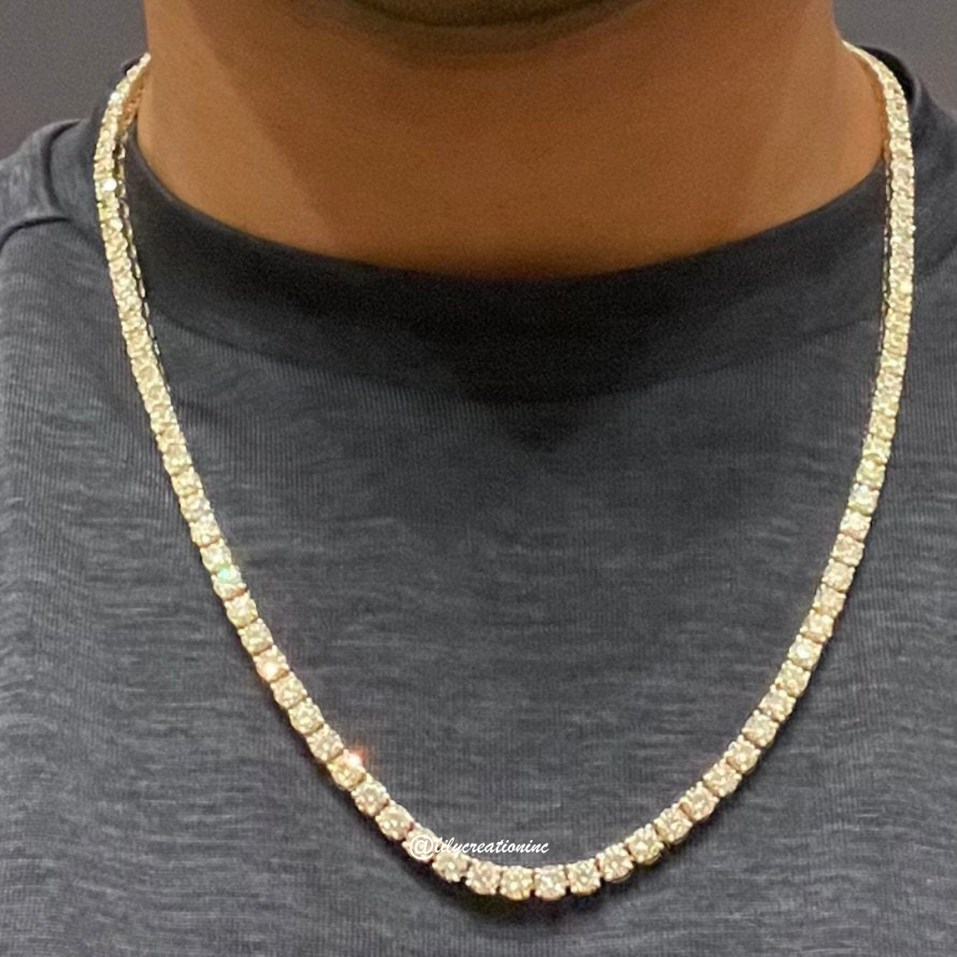 Men's 40 Carat Round Lab Grown Diamond Tennis Necklace