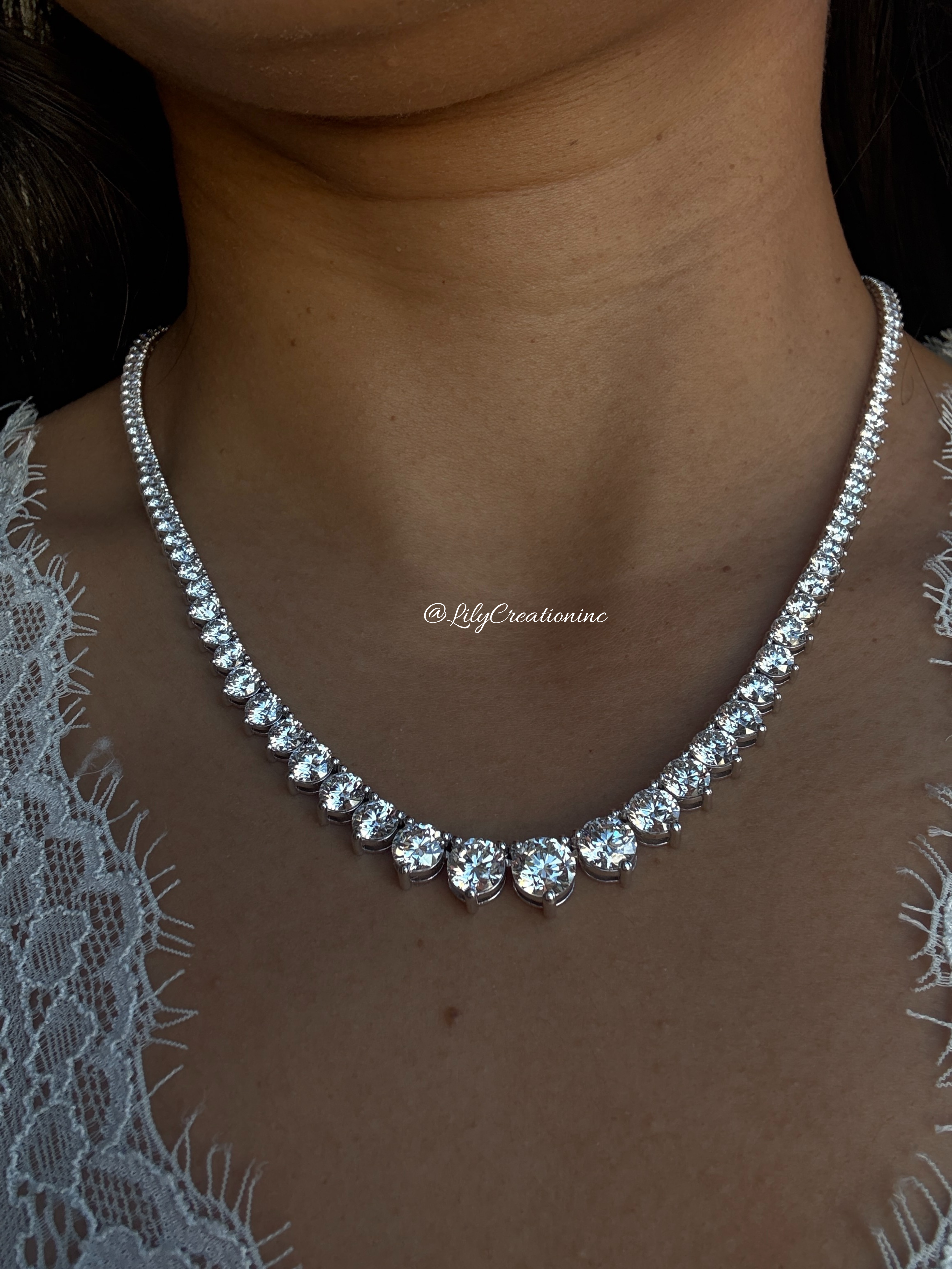 19 Carat Round Graduated Diamond Necklace