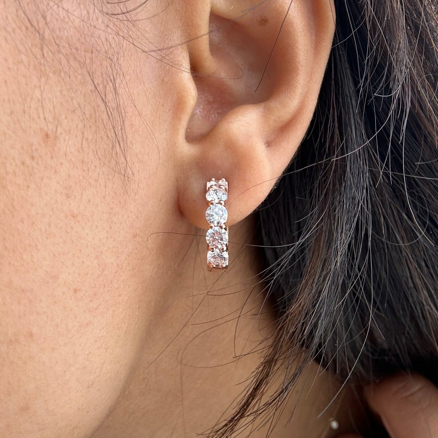 2 Carat Round Lab Grown Diamond Huggie Earrings