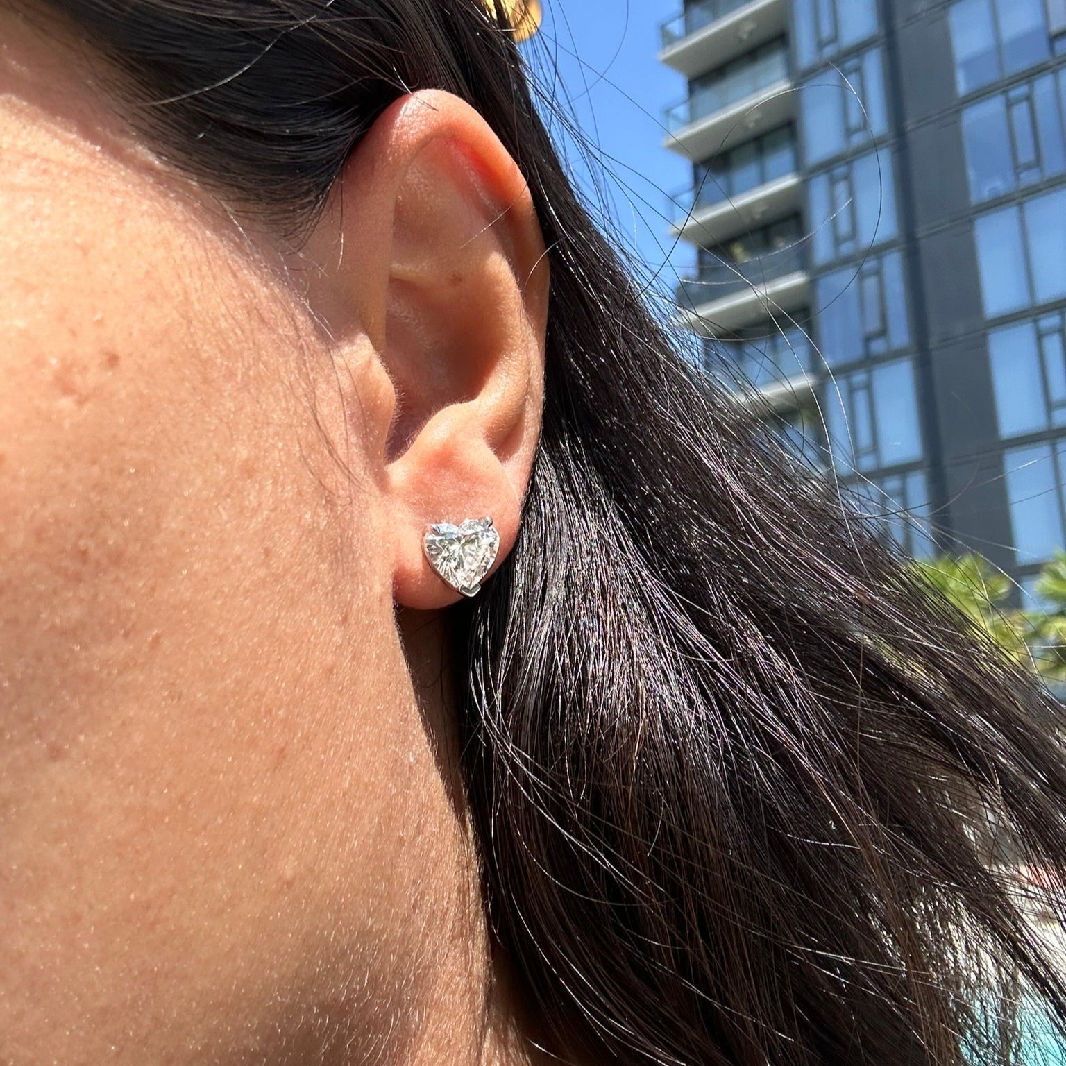 2 Carat Heart Shaped Lab Grown Diamond Stud Earrings