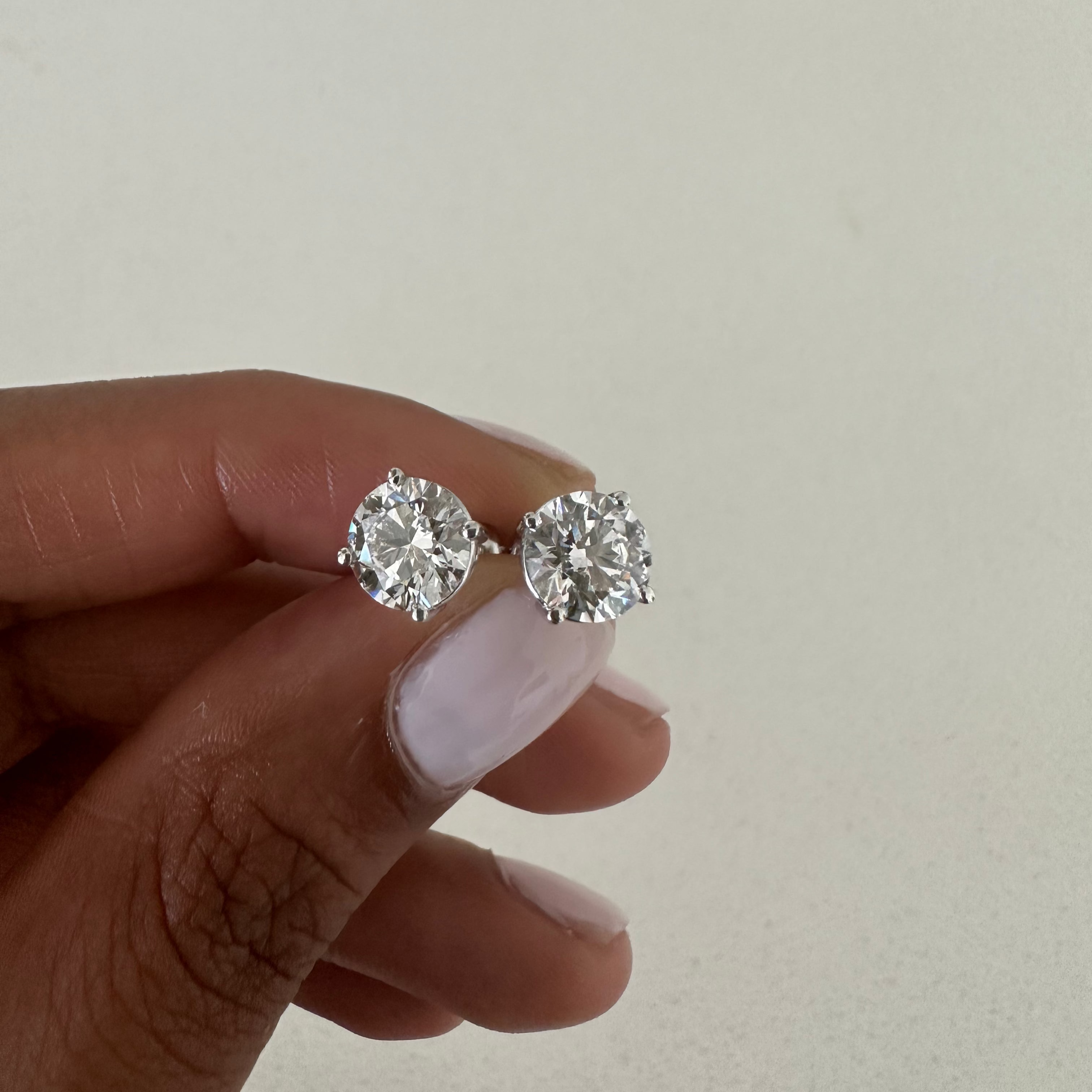 2 Carat Round Lab Grown Diamond Stud Earrings