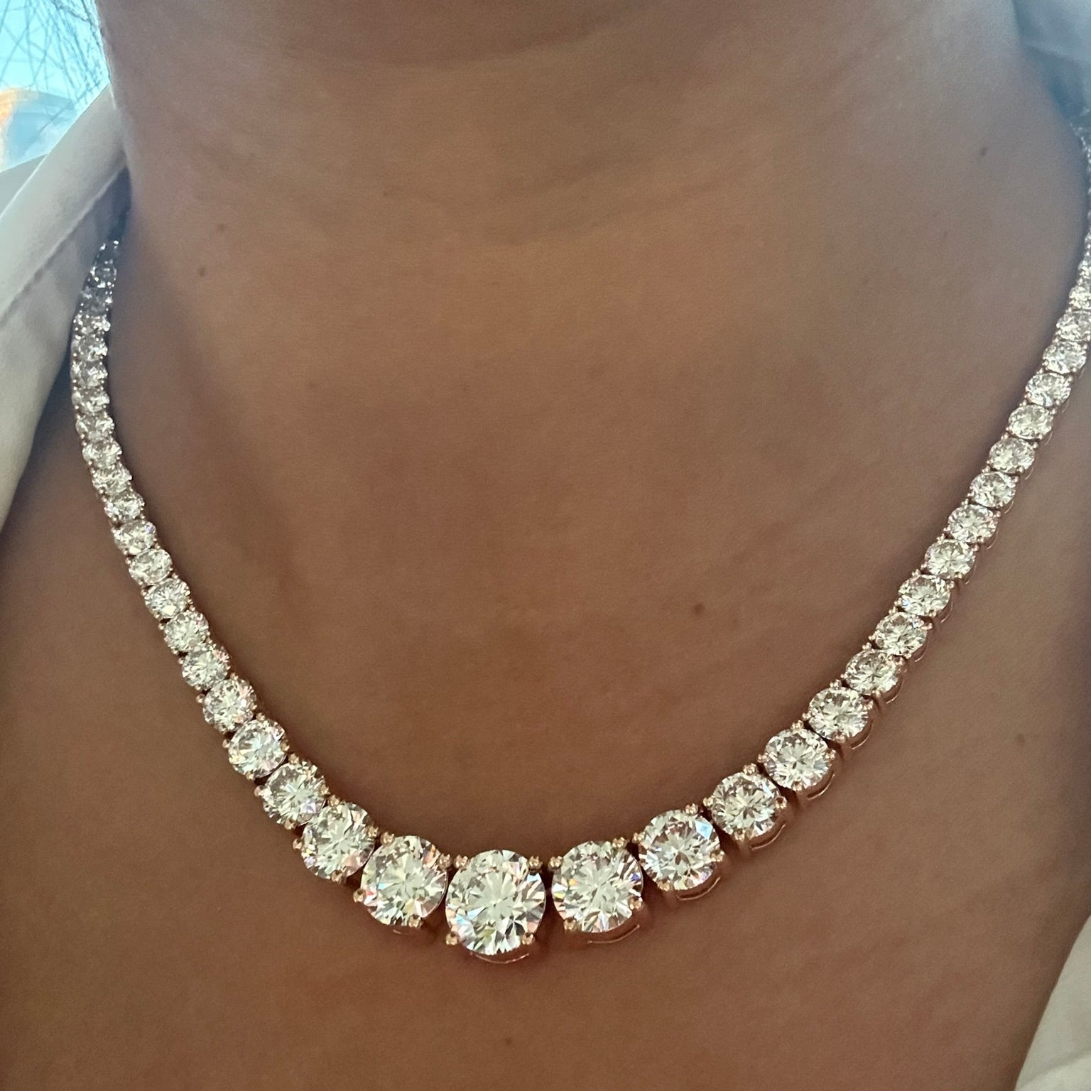 40 Carat Graduated Lab Grown Diamond Tennis Necklace