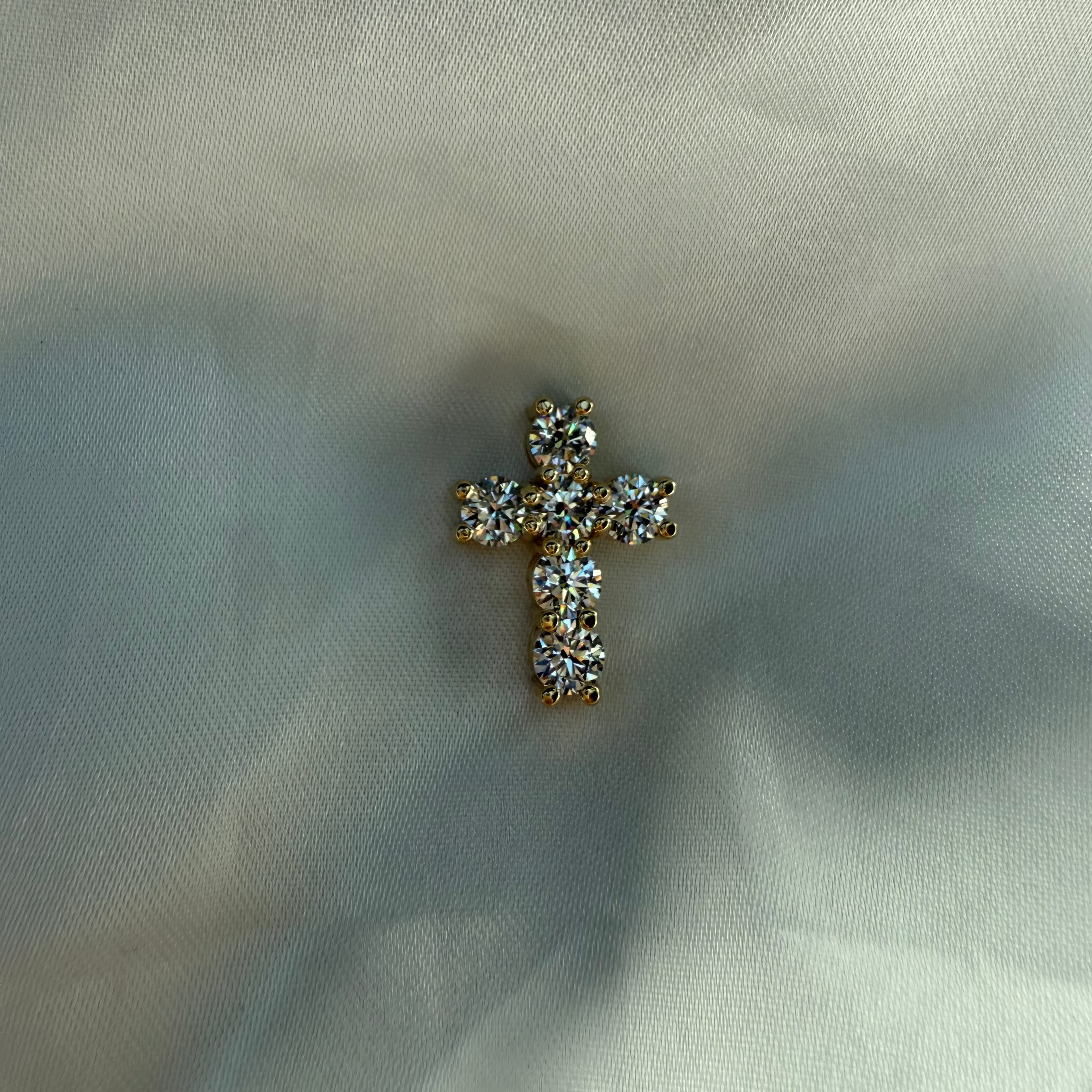 6 Stone Round Lab Grown Diamond Cross Pendant