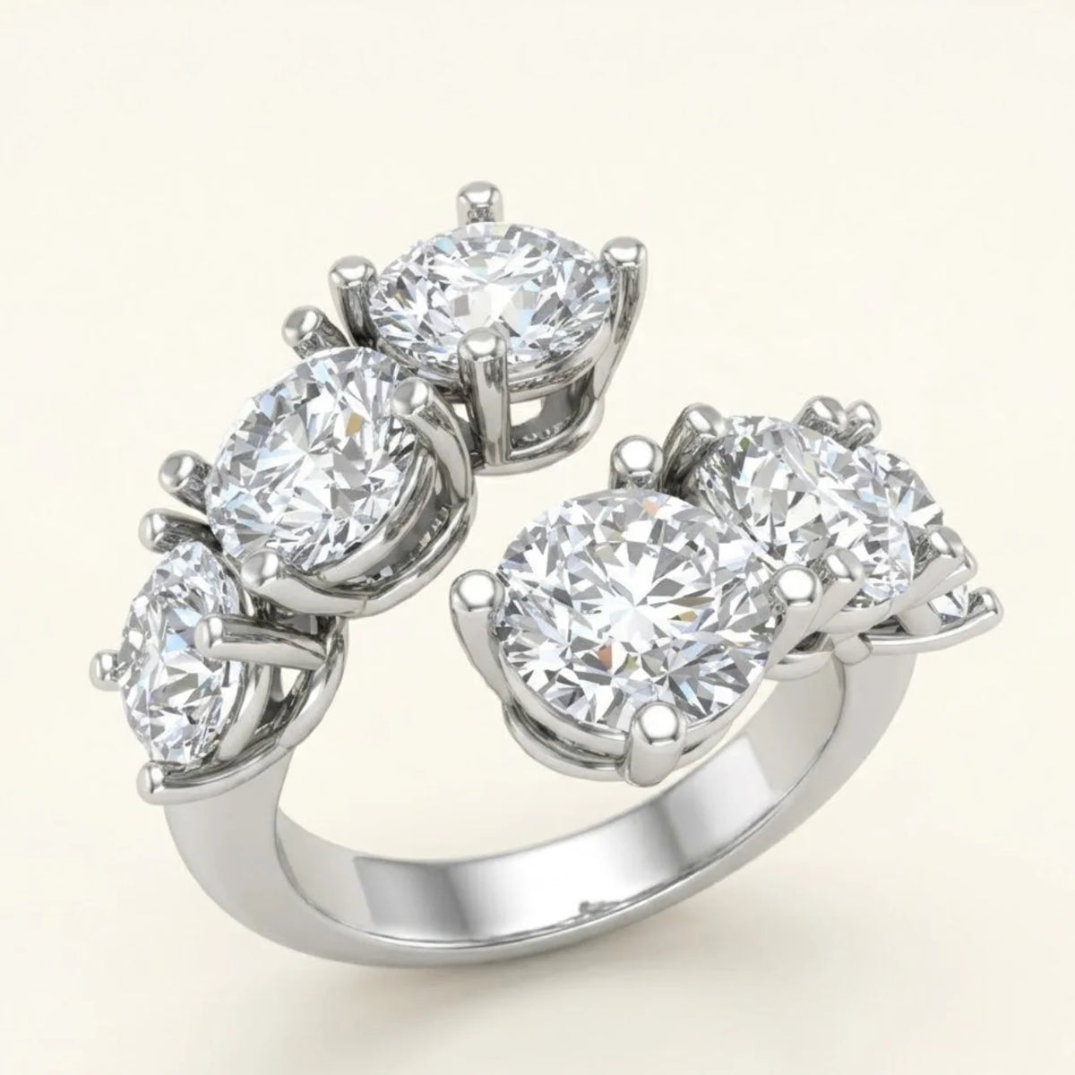 6.40 CTW Round Lab Grown Diamond Open Spiral Ring 14K Gold