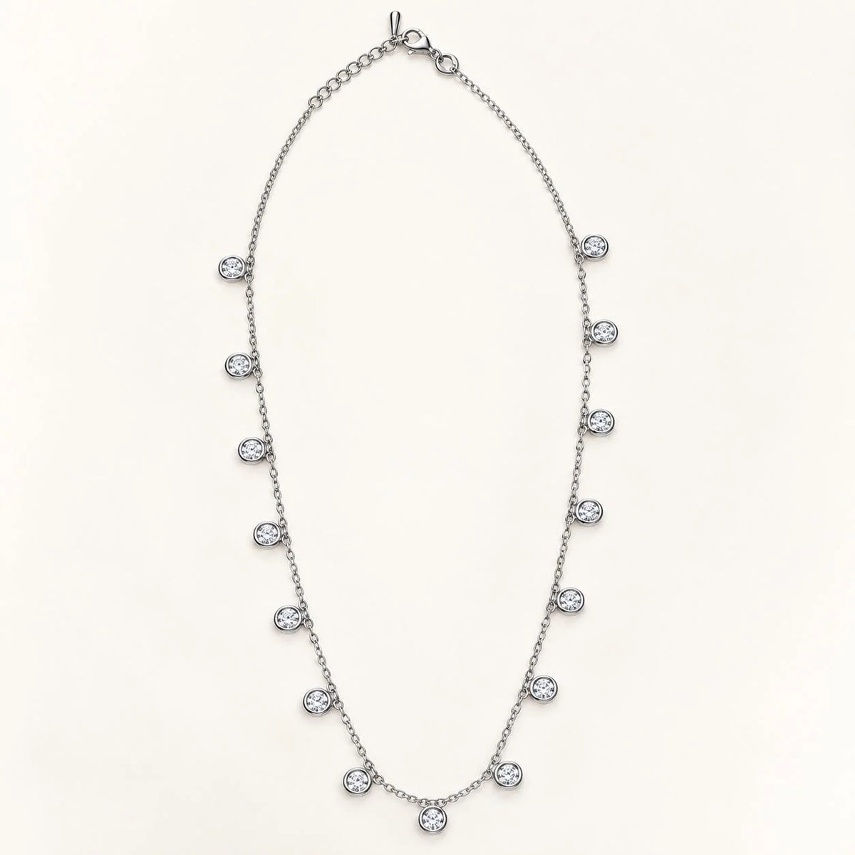 1.03 CTW Round Lab Grown Diamond Bezel Set Station Drop Necklace 14K Gold