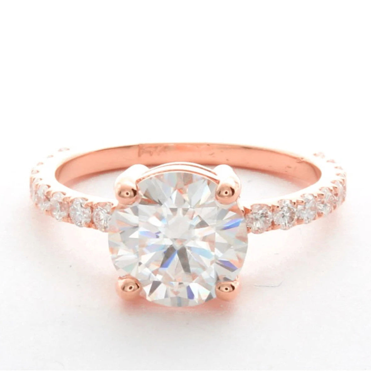 Round Solitaire Diamond Engagement Ring With 3/4 Coverage Side Stones