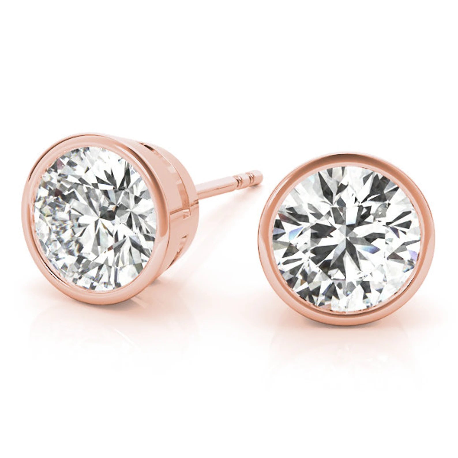 2 Carat Bezel Set Lab Grown Diamond Stud Earrings