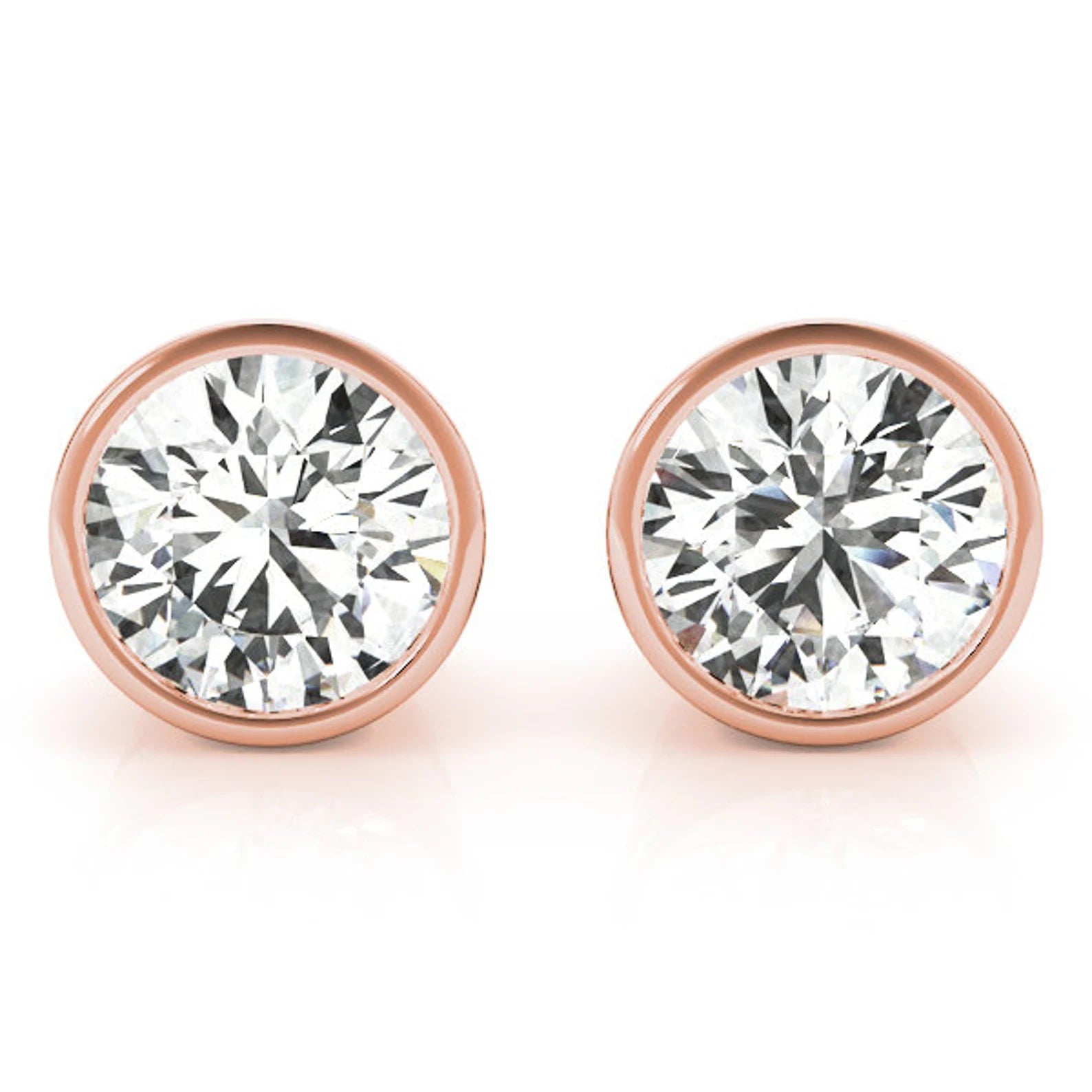 2 Carat Bezel Set Lab Grown Diamond Stud Earrings