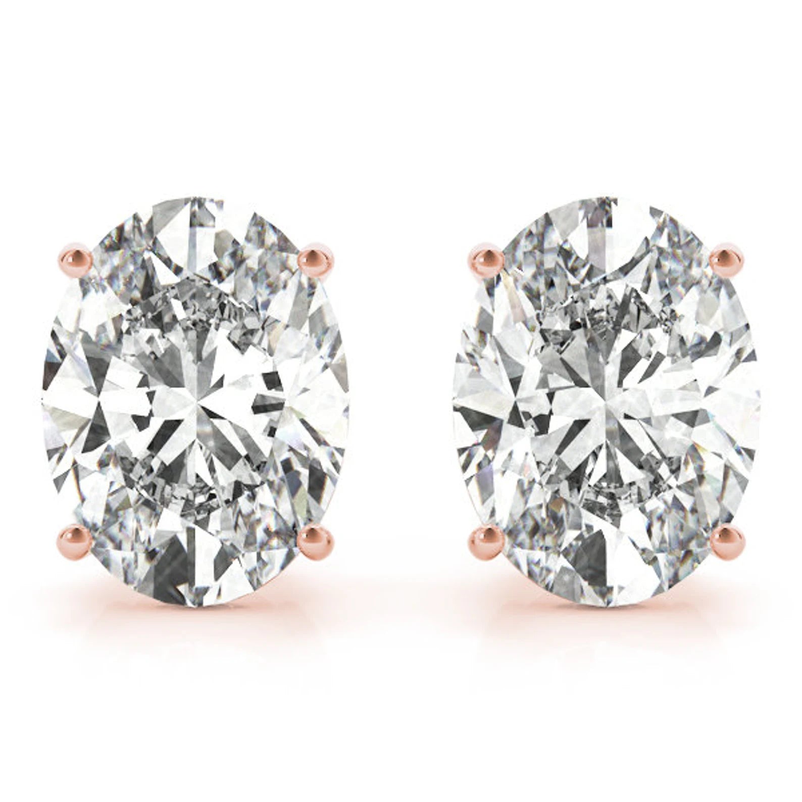 2 Carat Oval Lab Grown Diamond Stud Earrings