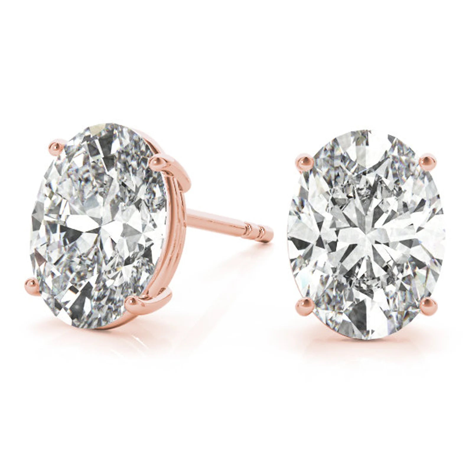 2 Carat Oval Lab Grown Diamond Stud Earrings