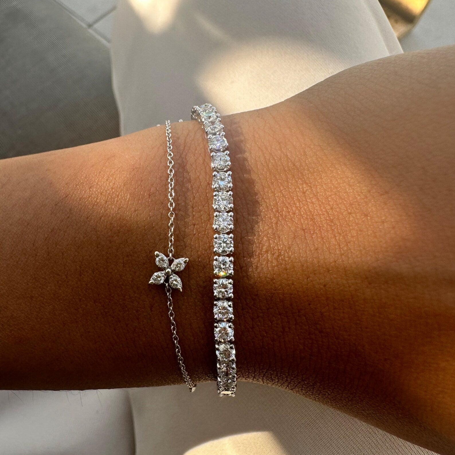 5 Carat Round Lab Grown Diamond Bracelet