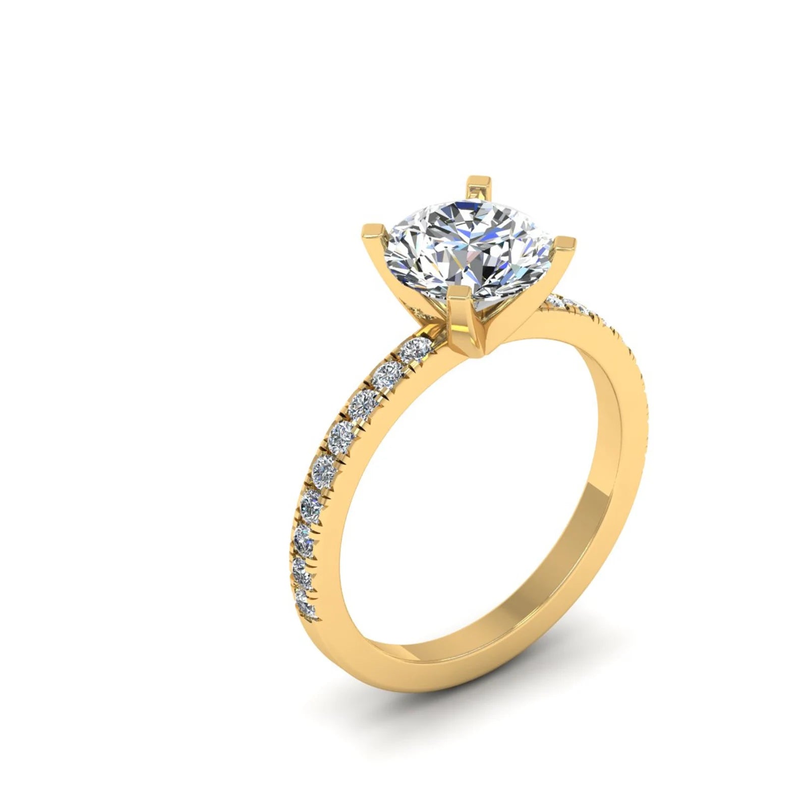 Round Diamond Engagement Ring With 1/2 Coverage Side Stones