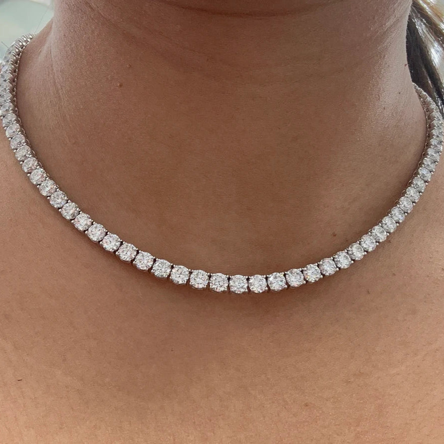 25 Carat Round Lab Grown Diamond Tennis Necklace