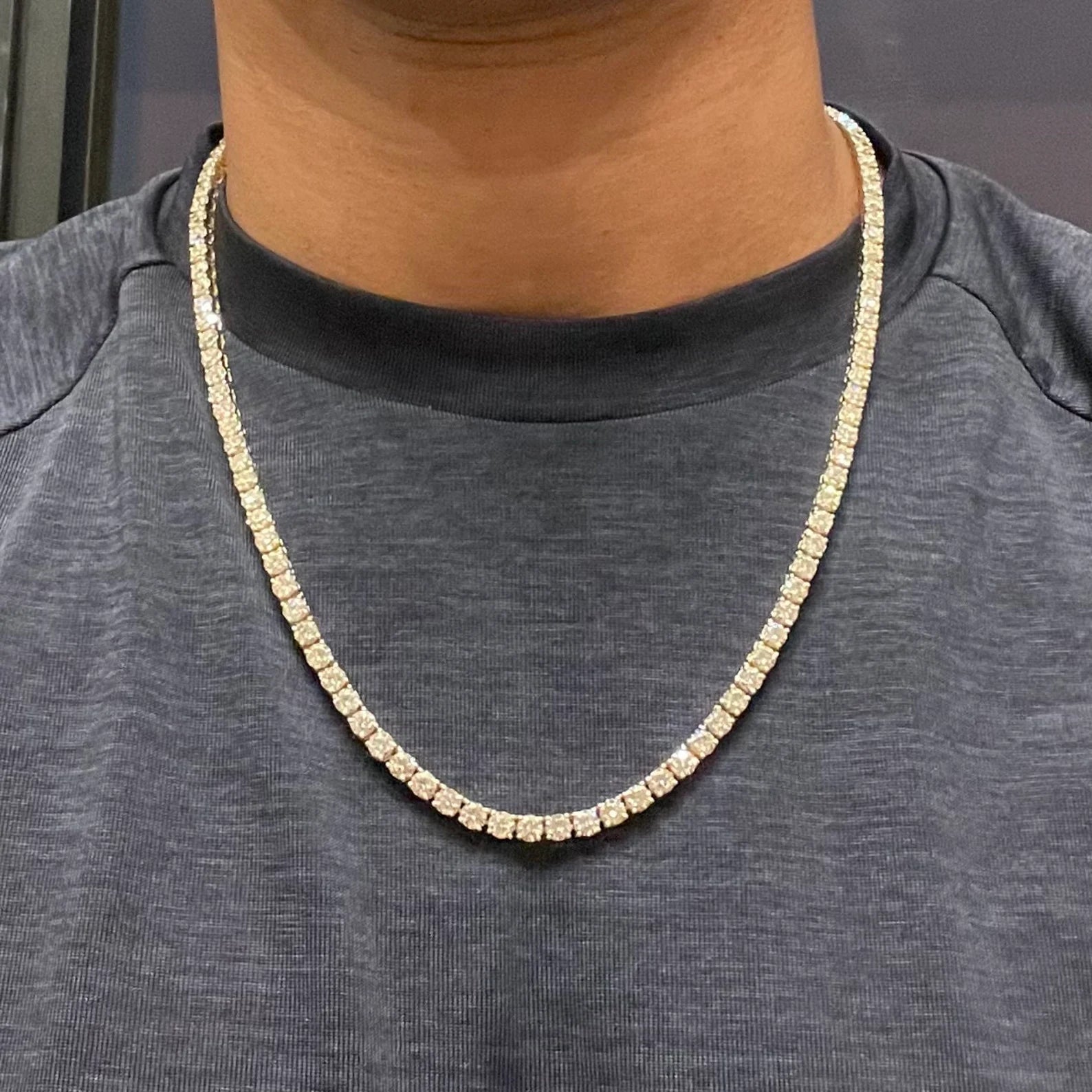 Men's 40 Carat Round Lab Grown Diamond Tennis Necklace
