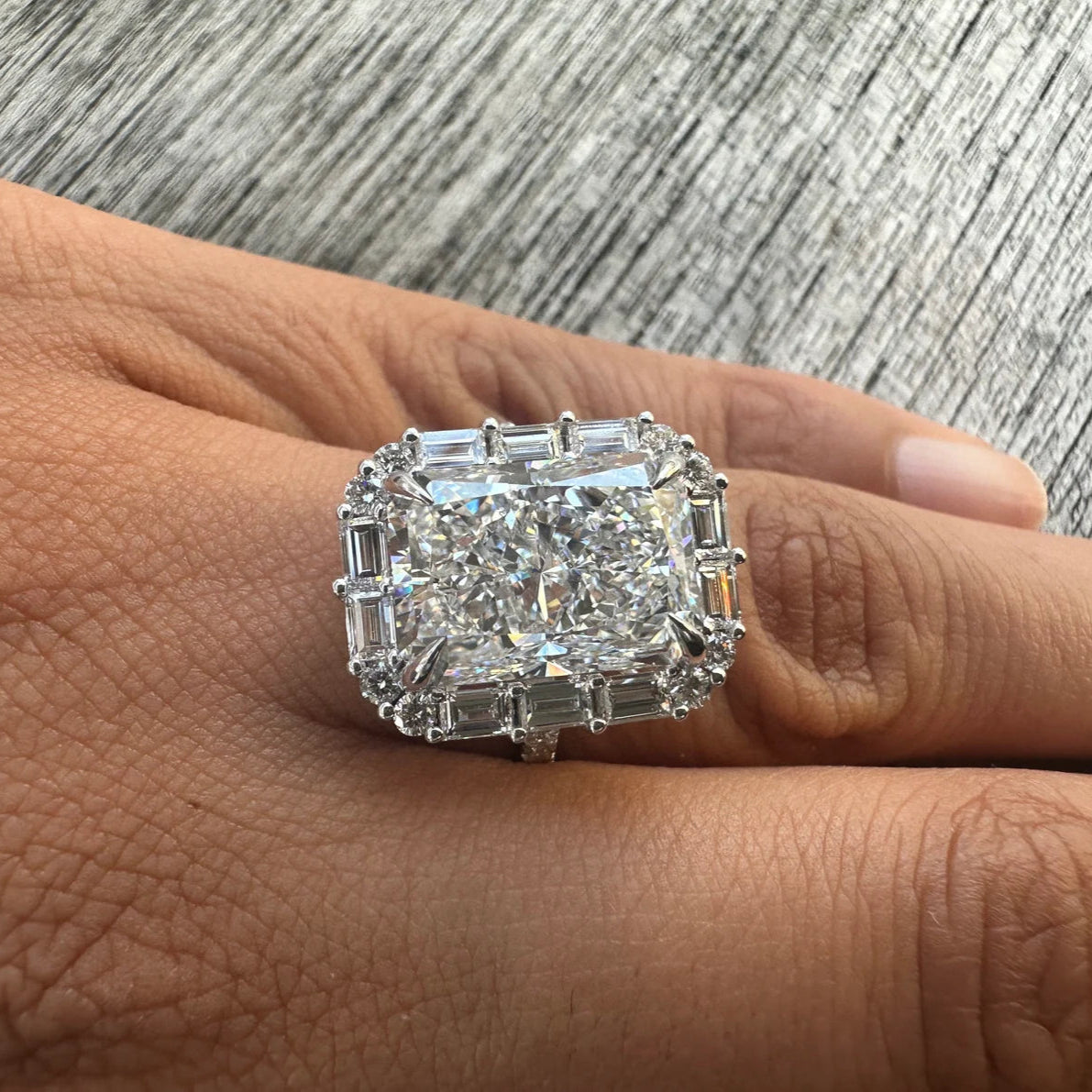 Radiant Cut Halo Solitaire Diamond Engagement Ring