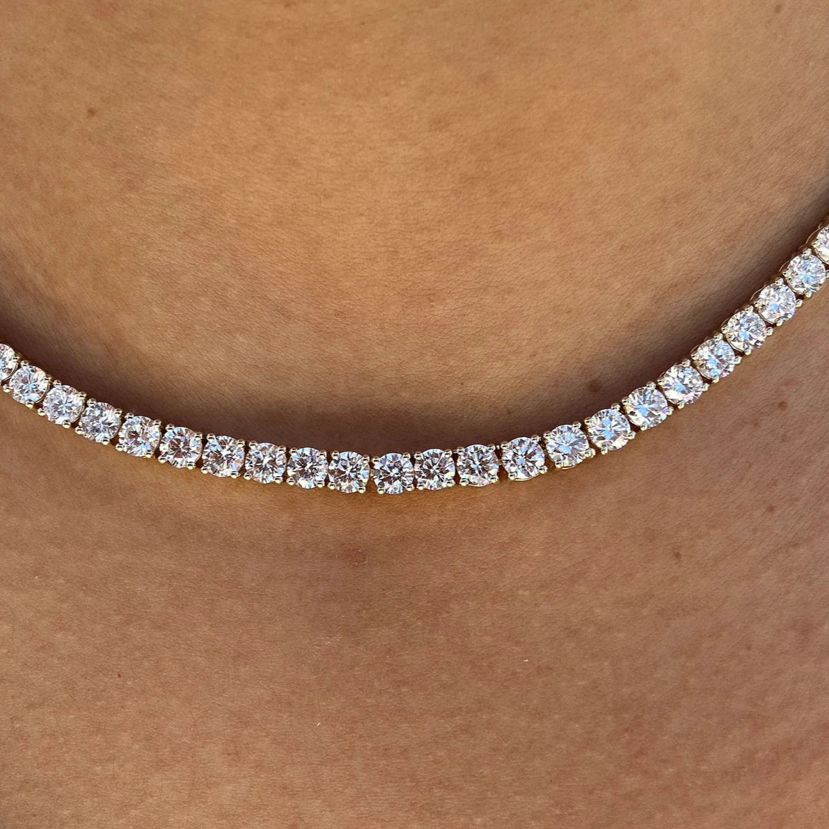 20 Carat Round Lab Grown Diamond Tennis Necklace