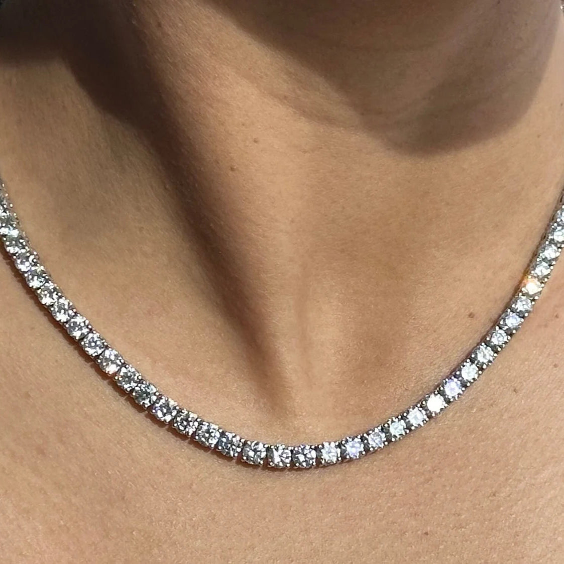 25 Carat Round Lab Grown Diamond Tennis Necklace