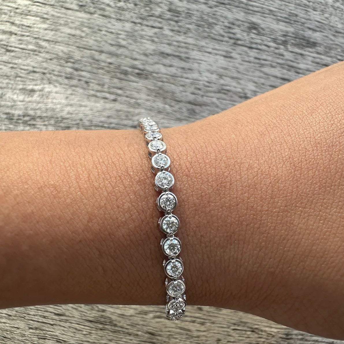 3 Carat Bezel Setting Round Lab Grown Diamond Bracelet