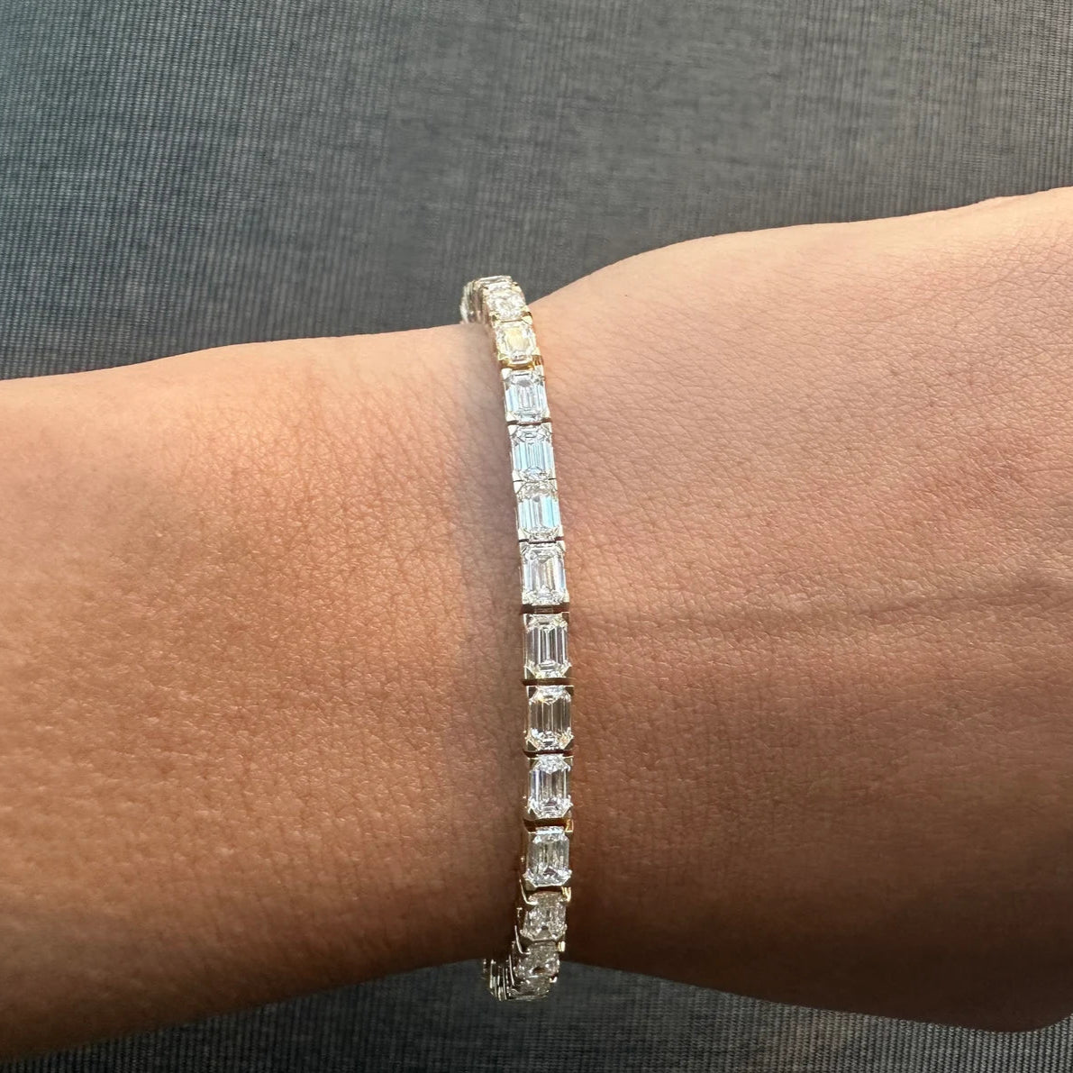 8 Carat Emerald Cut East West Lab Grown Diamond Tennis Bracelet