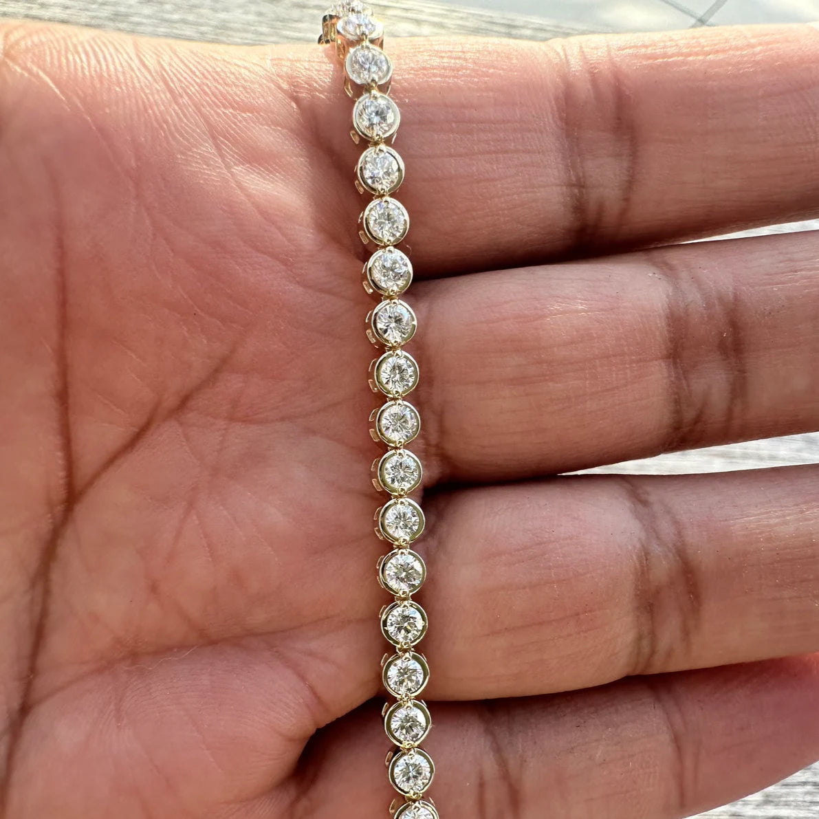 3 Carat Bezel Setting Round Lab Grown Diamond Bracelet