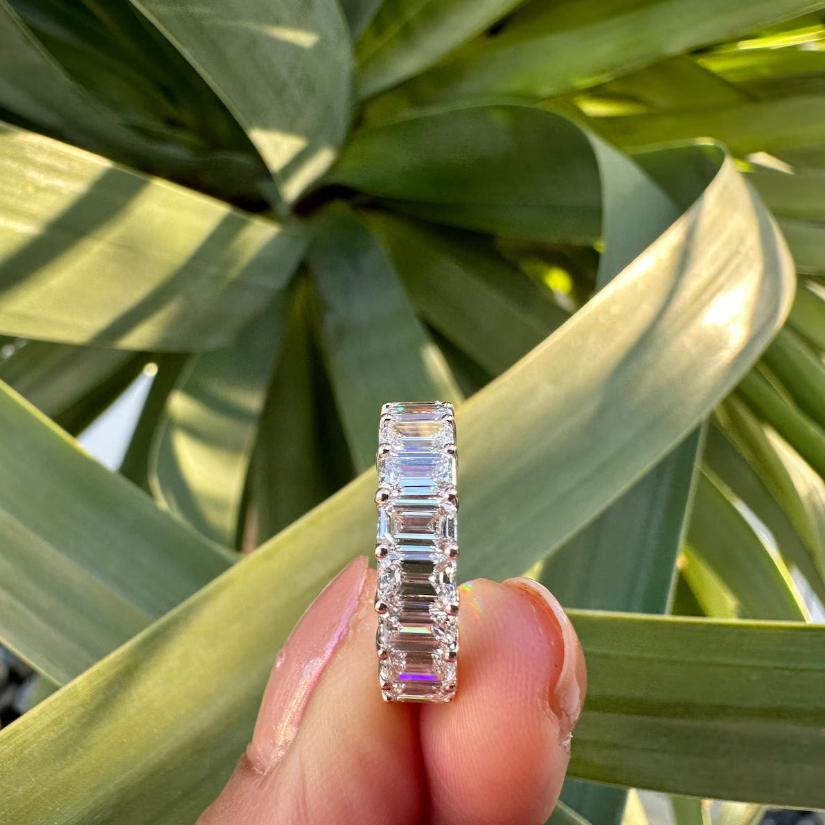 4 Carat Emerald Cut Diamond Eternity Band