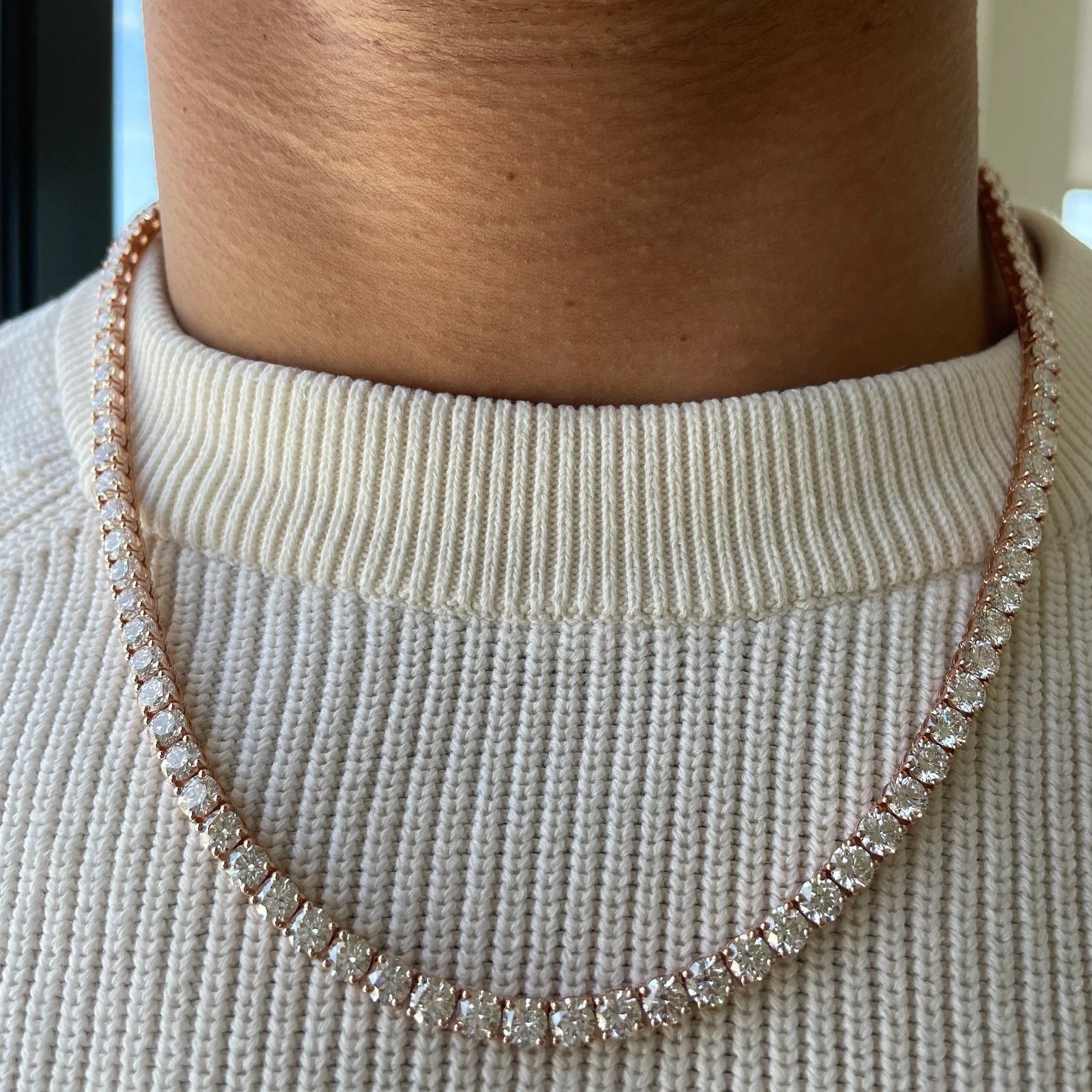 Men's 50 Carat Round Lab Grown Diamond Tennis Necklace