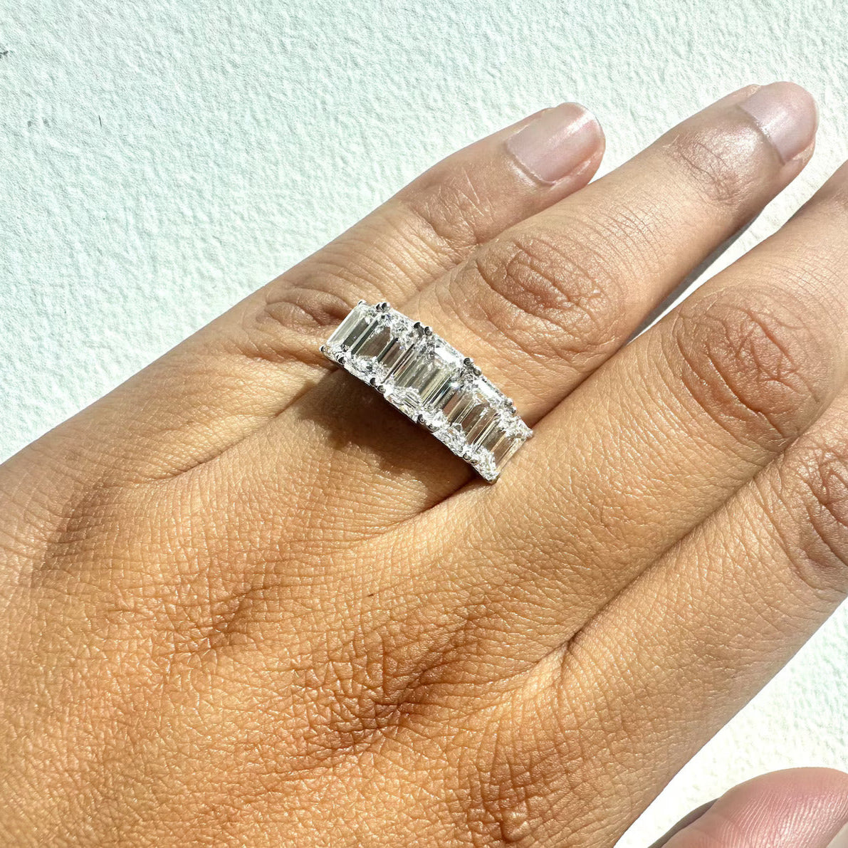 4.5 Carat 5 Stone Graduated Emerald Cut Diamond Eternity Band