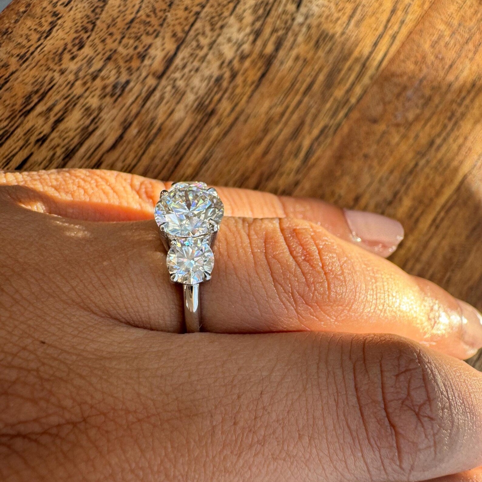 3 Stone Round Diamond Engagement Ring