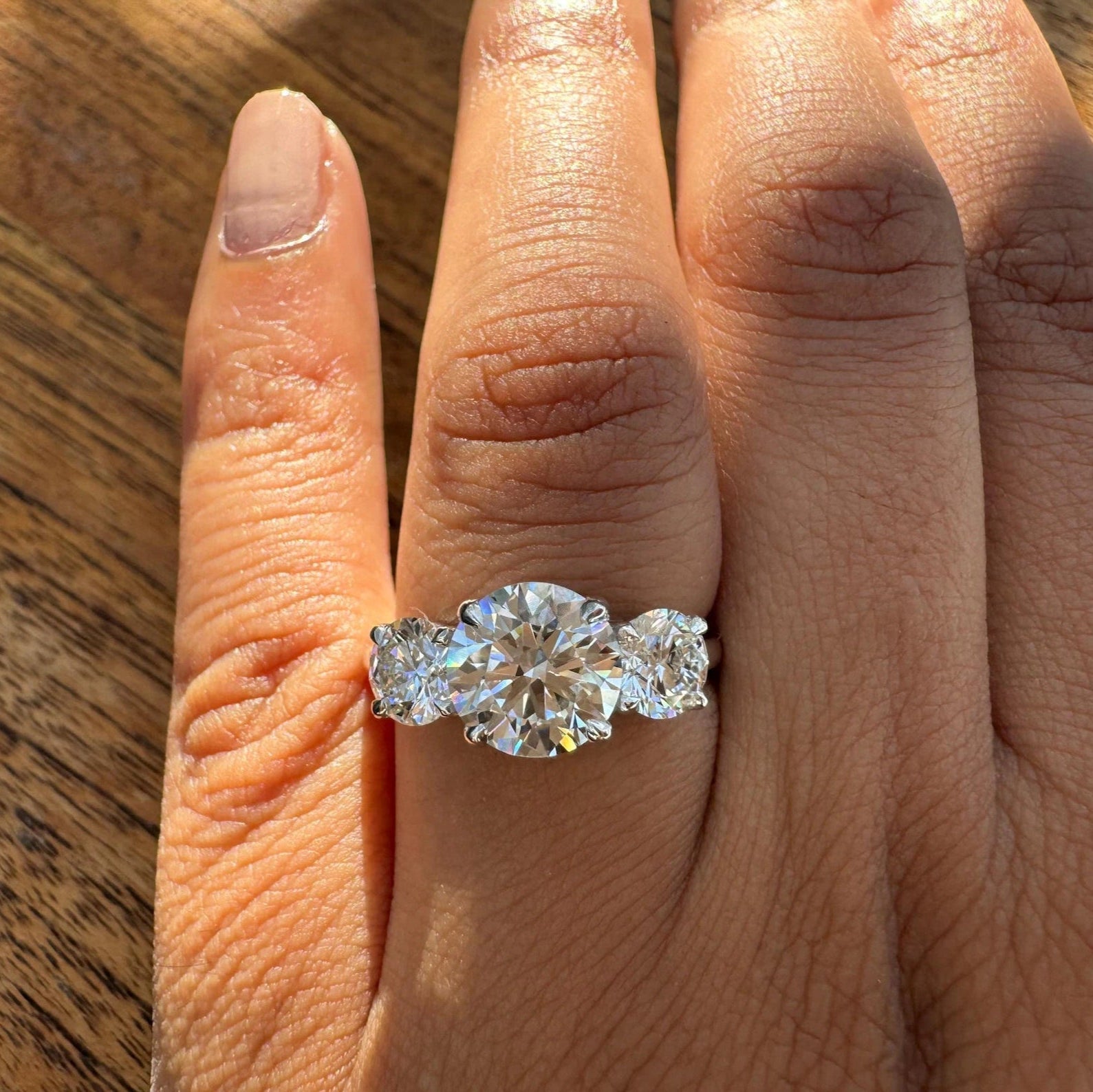 3 Stone Round Diamond Engagement Ring
