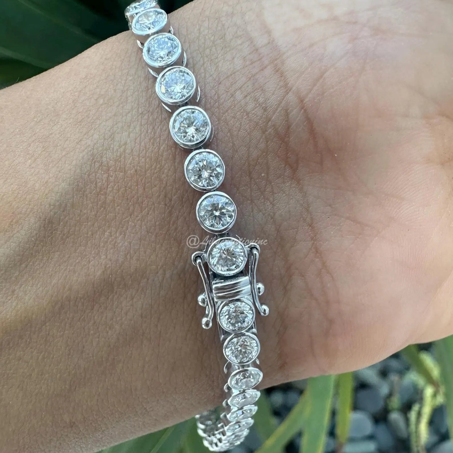 6 Carat Bezel Setting Round Lab Grown Diamond Bracelet
