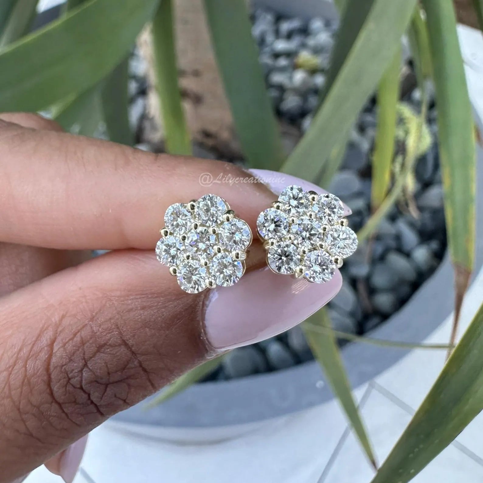2 Carat Lab Grown Diamond Cluster Earrings